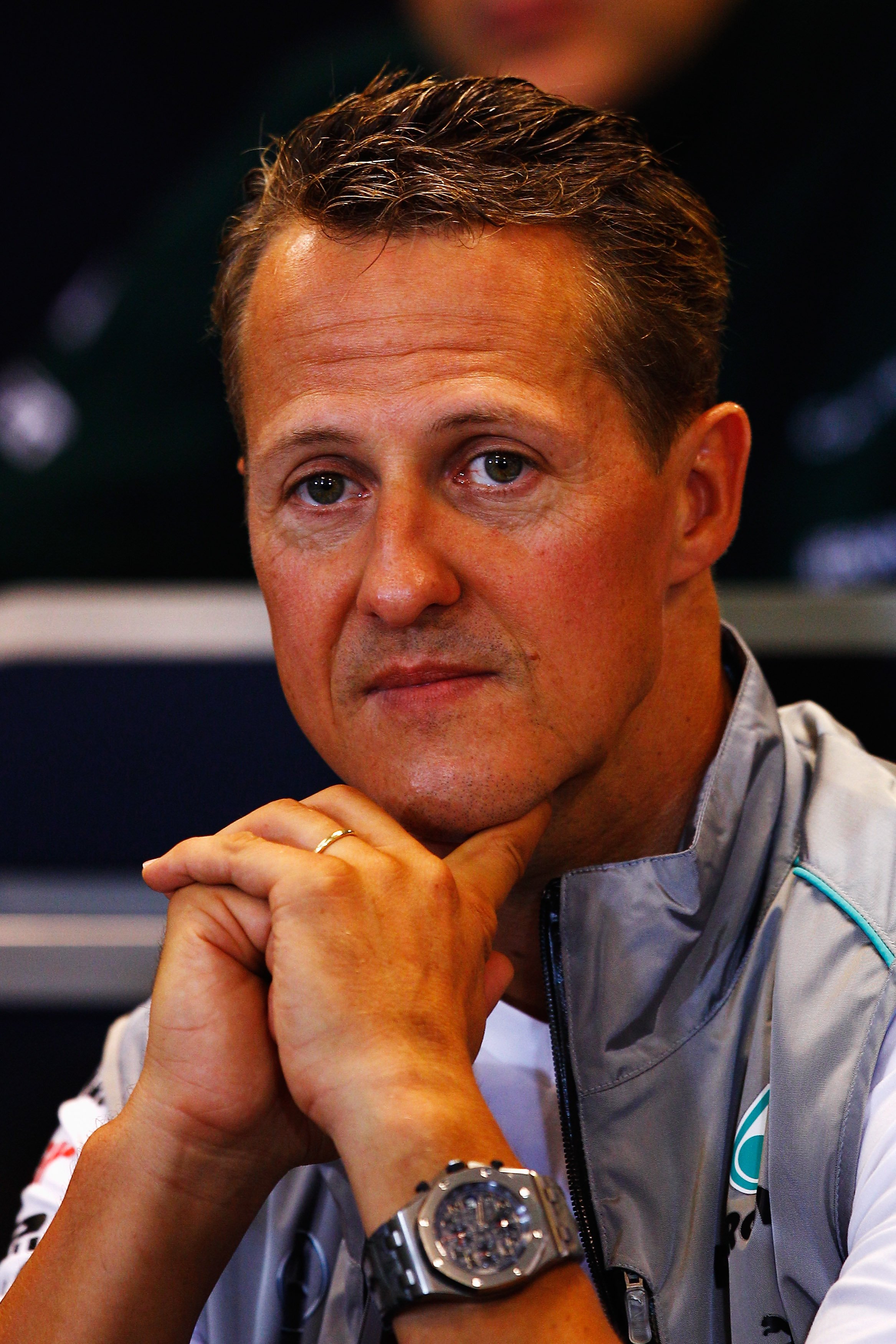Michael Schumacher nimmt an der Fahrerpressekonferenz am 30. August 2012 in Spa Francorchamps, Belgien teil. | Quelle: Getty Images