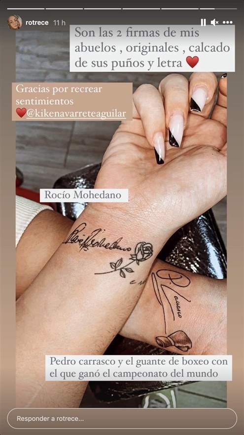 Fotografía de los nuevos tatuajes de Rocío Flores.│ Foto: Captura de Instagram/rotrece