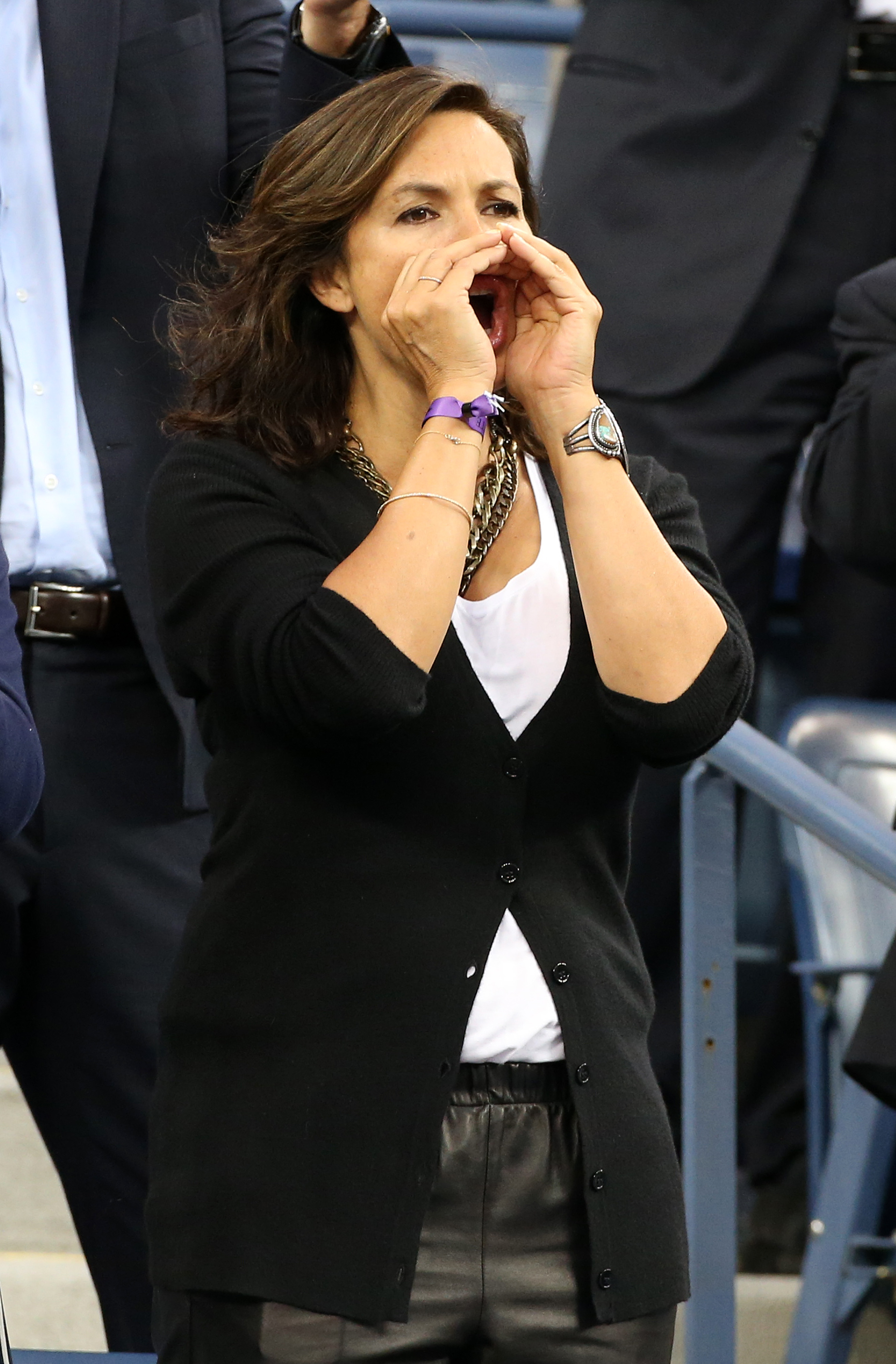 Mariska Hargitay at the men's final during Day 15 of the 2014 US Open held at the USTA Billie Jean King National Tennis Center | Source: Getty Images