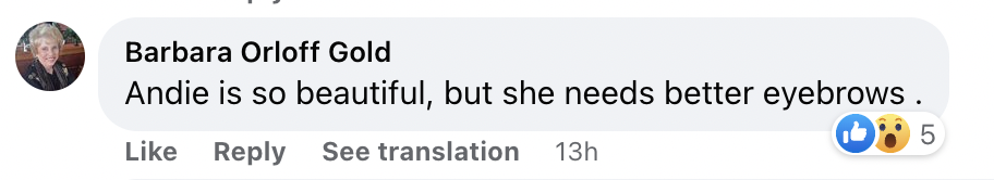 A fan's comment on Andie MacDowell's look at the Oscar Awards on March 12, 2023 | Source: Facebook/People