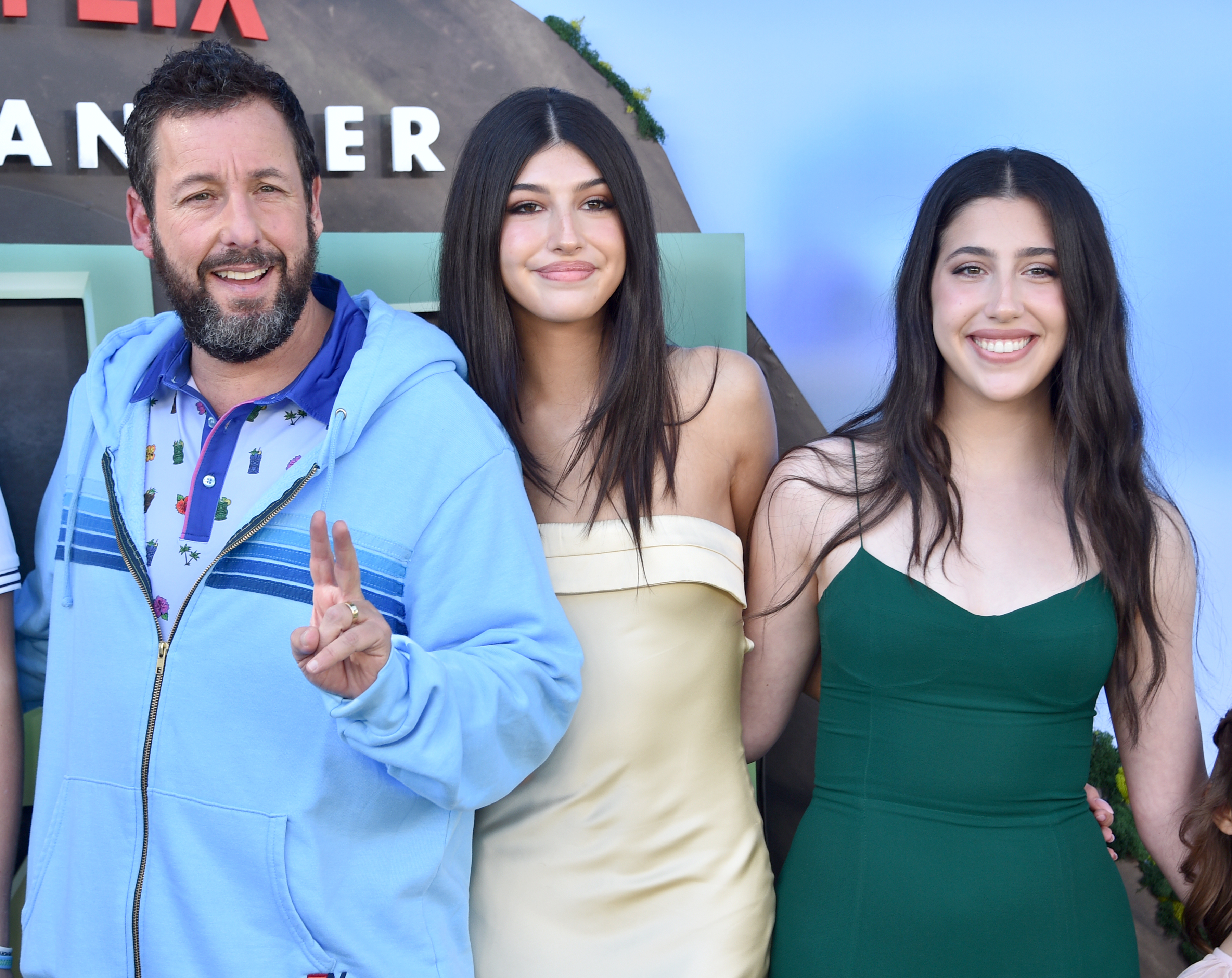 Adam Sandler, along with his daughters Sunny and Sadie Sandler, attends the premiere of Netflix's "Leo" on November 19, 2023 | Source: Getty Images