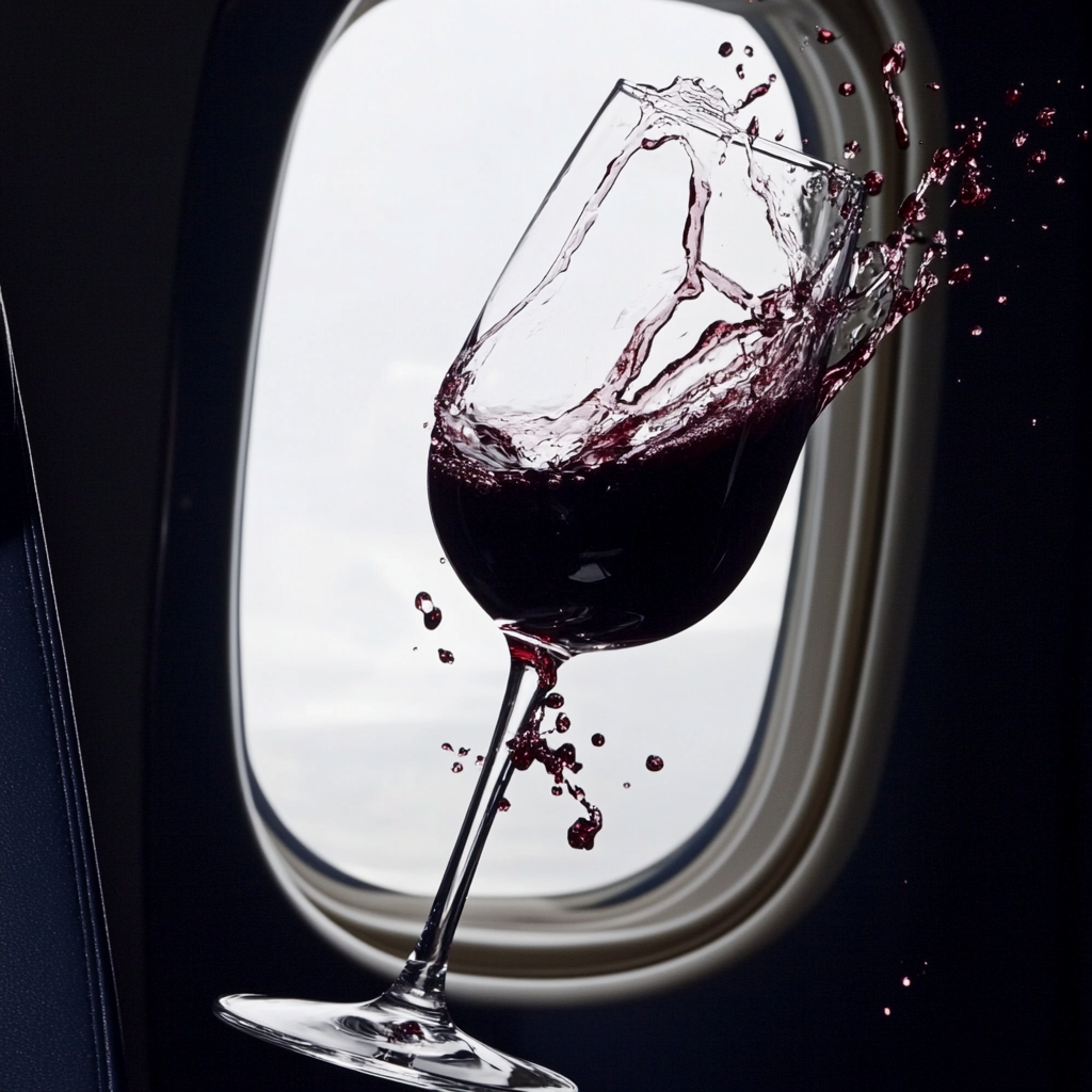 Close-up shot of a wine glass spilling red wine all over | Source: Midjourney