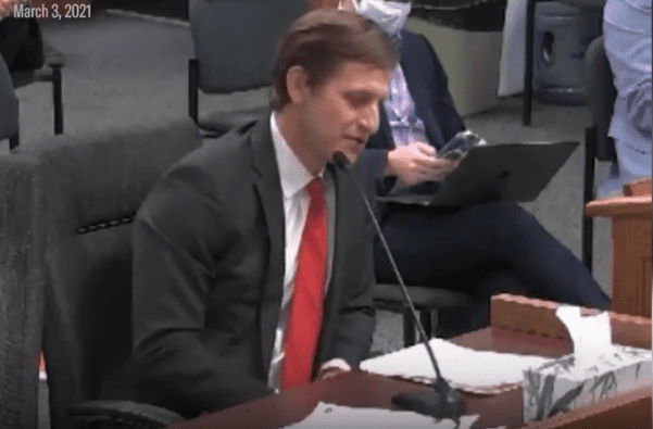 Brandon Boulware testifying in front of Missouri state legislators earlier this month urging lawmakers not to pass a ban on trans student-athletes | Photo: YouTube/CBS News