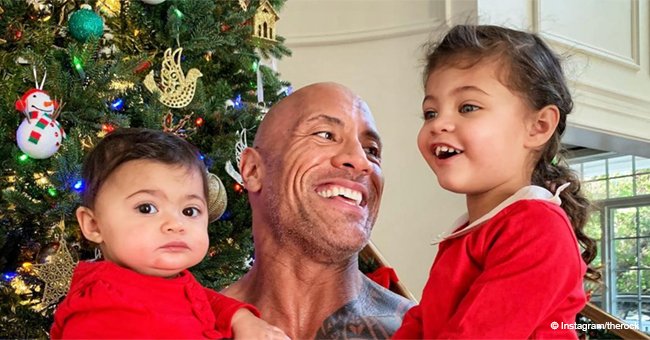 Dwayne Johnson warms hearts holding daughters in his arms on Christmas picture