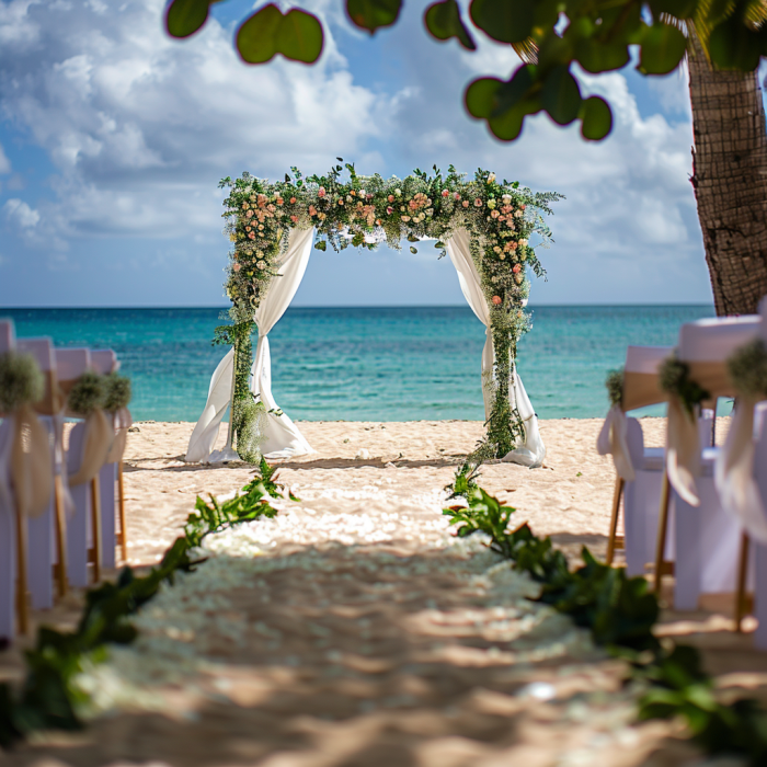 A beautiful beach wedding setup | Source: Midjourney
