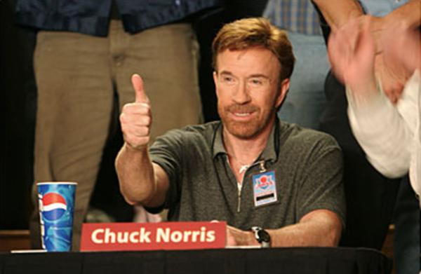 Chuck Norris in "Dodgeball." Image Source: Red Hour Productions. YouTube/Movieclips