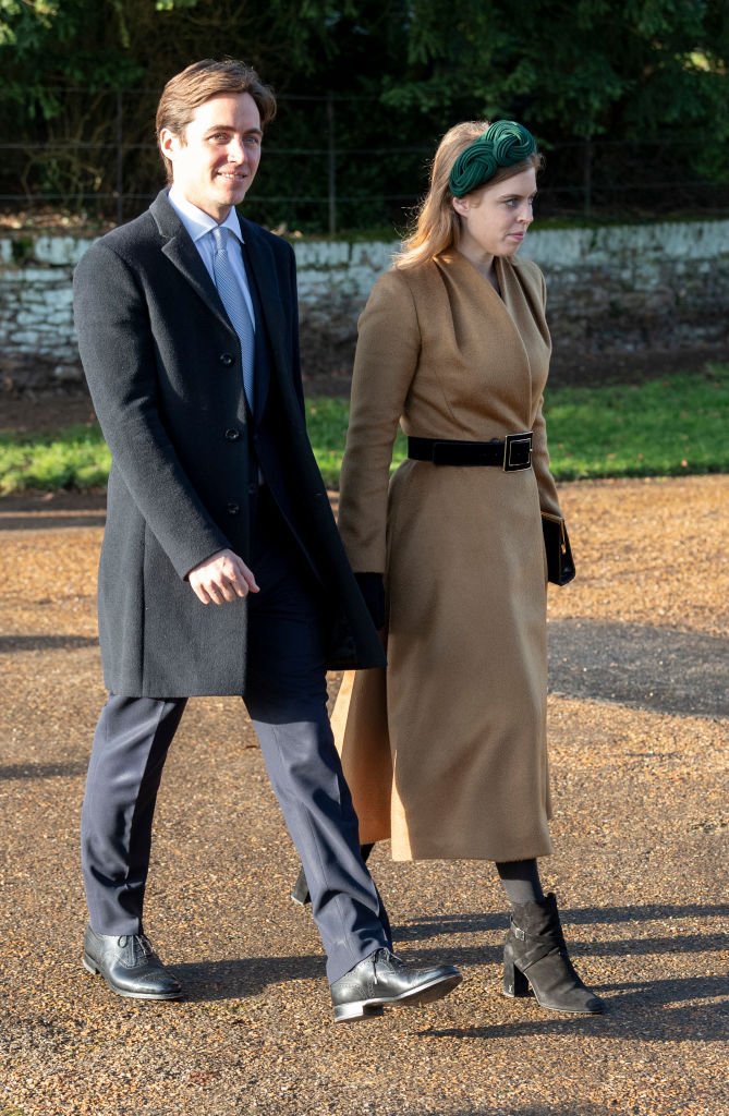 Princess Beatrice and Edoardo Mapelli Mozziconi attend the Christmas Day Church service at Church of St Mary Magdalene on the Sandringham estate on December 25, 2019 in King's Lynn, United Kingdom. | Source: Getty Images