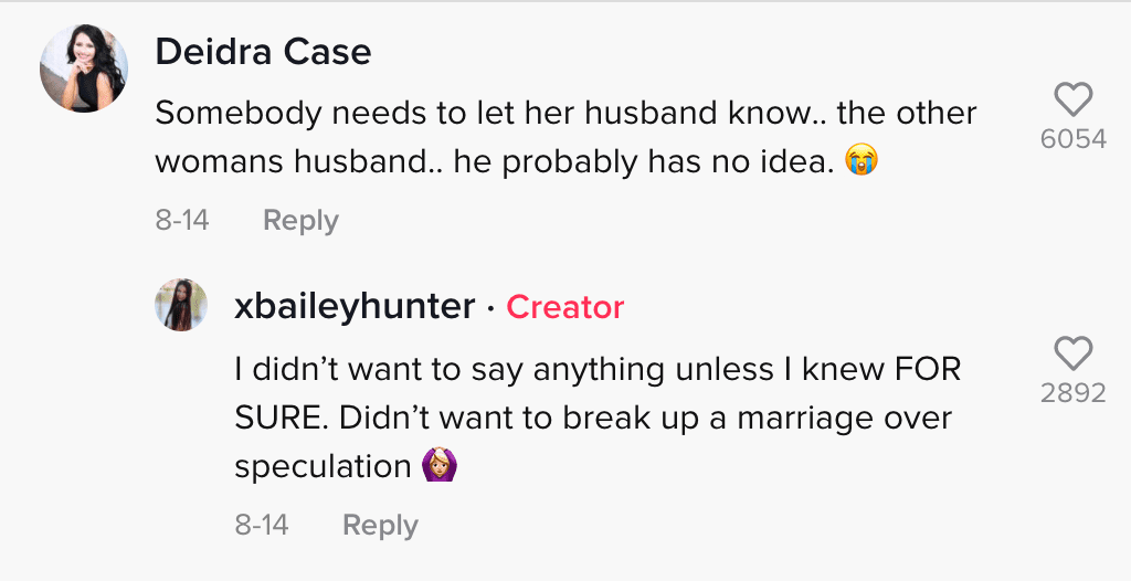Commenters react to a woman who found out her boyfriend was being unfaithful after he slept talked | Photo: TikTok/xbaileyhunter