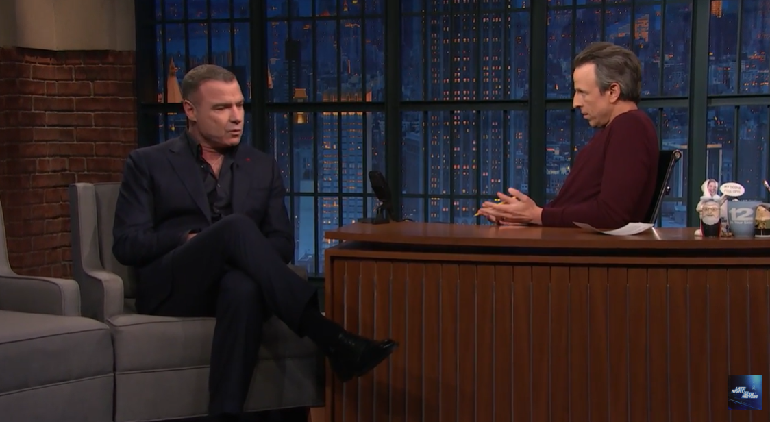 Liev Schreiber appears on "Late Night with Seth Meyers" discussing personal health experiences, aired on April 11, 2024 | Source: YouTube/LateNightSeth