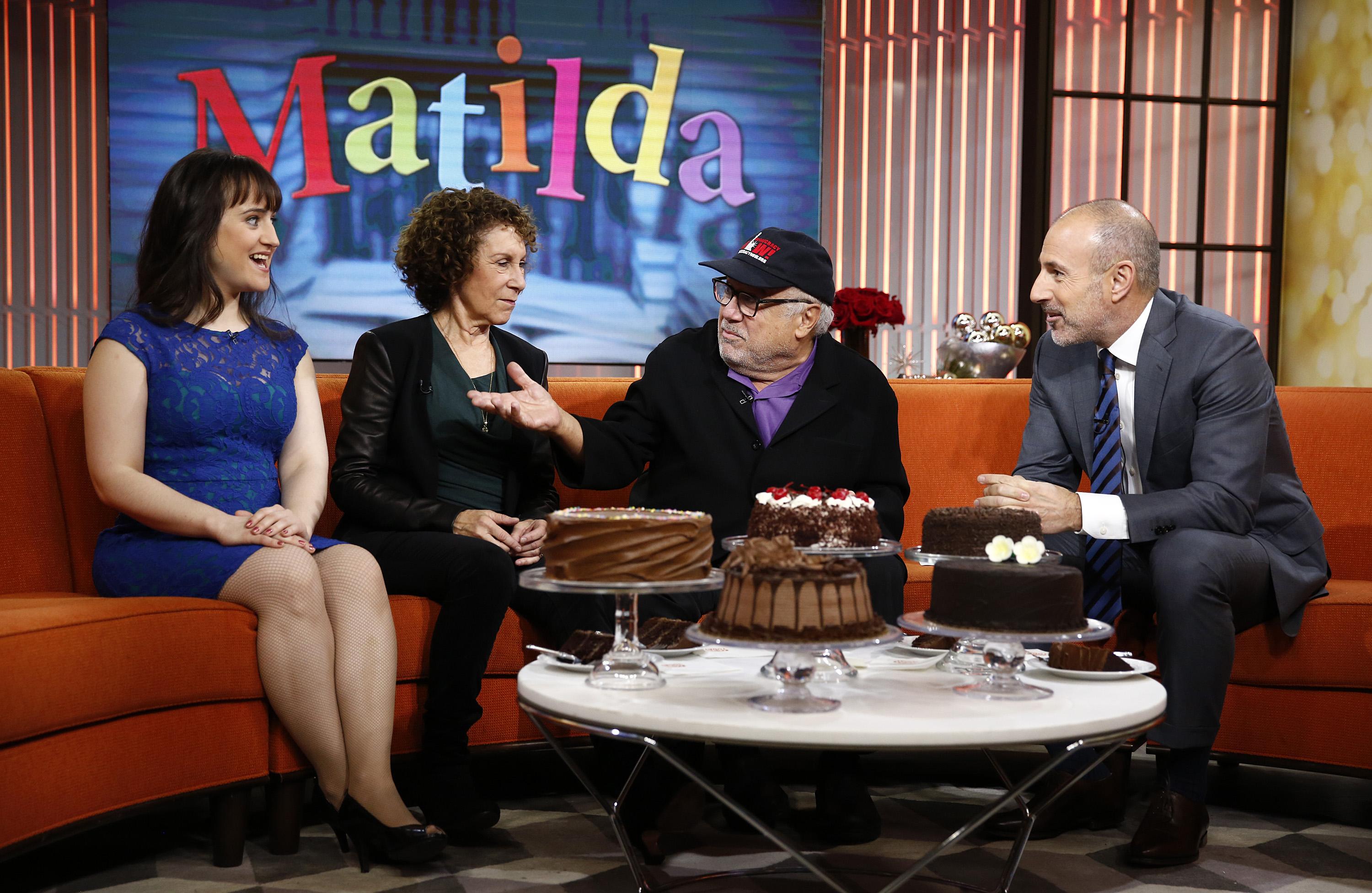 Mara Wilson, Rhea Perlman, Danny Devito, and Matt Lauer appear on NBC News' "Today" show, on December 6, 2014 | Source: Getty Images