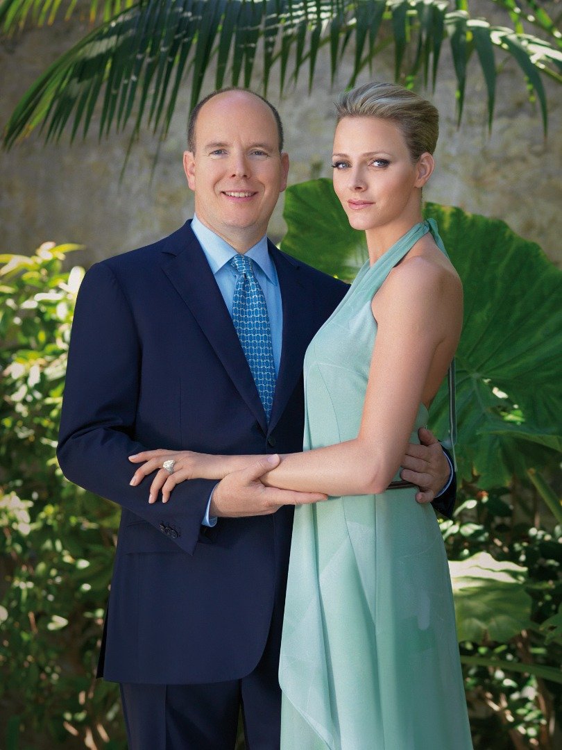  Prince Albert II and Charlene Wittstock engaged - official portrait In Monte Carlo, monaco On June 23, 2010 | Source: Getty Images