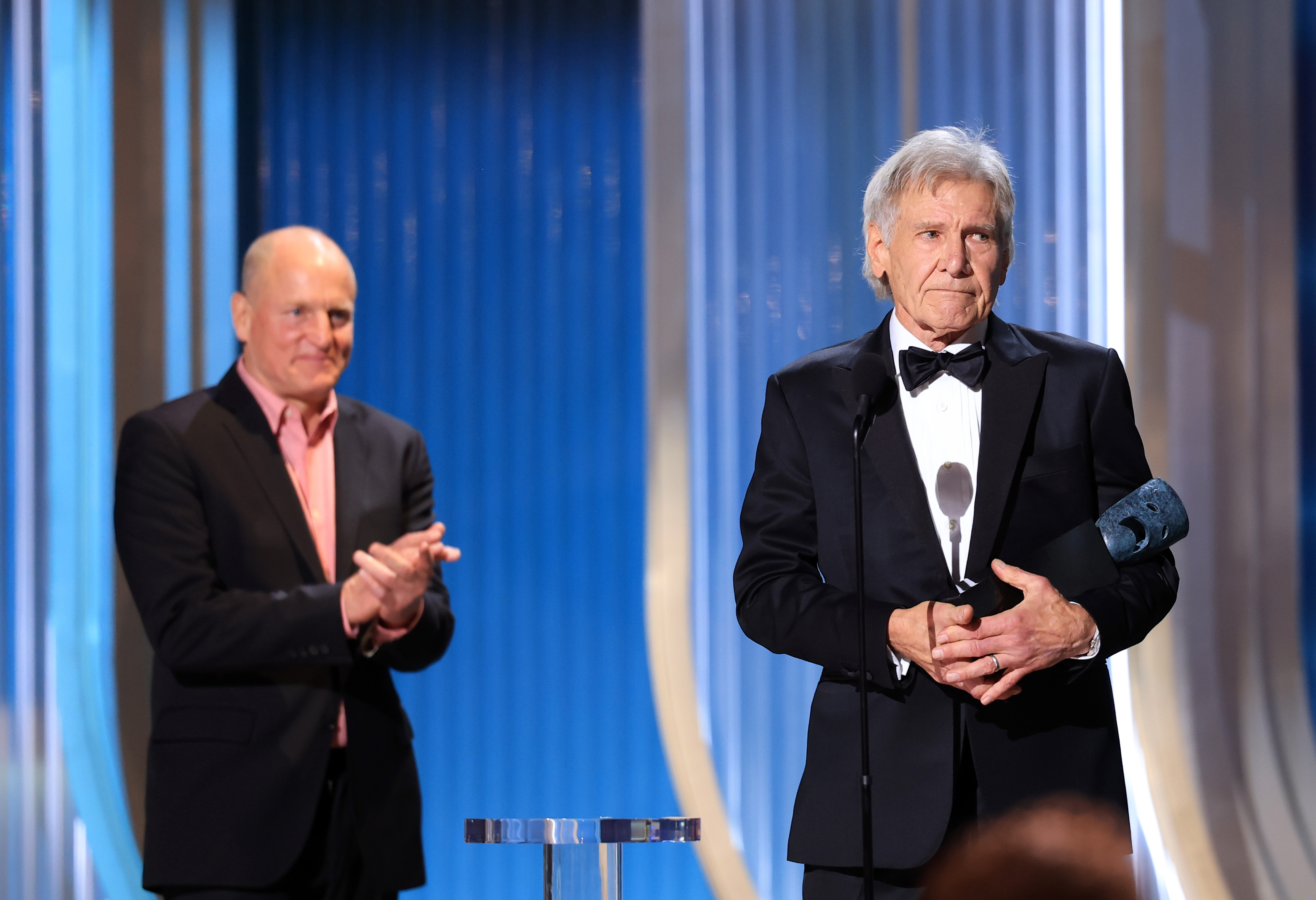 Harrison Ford holds his Screen Actors Guild Life Achievement Award at the event. | Source: Getty Images