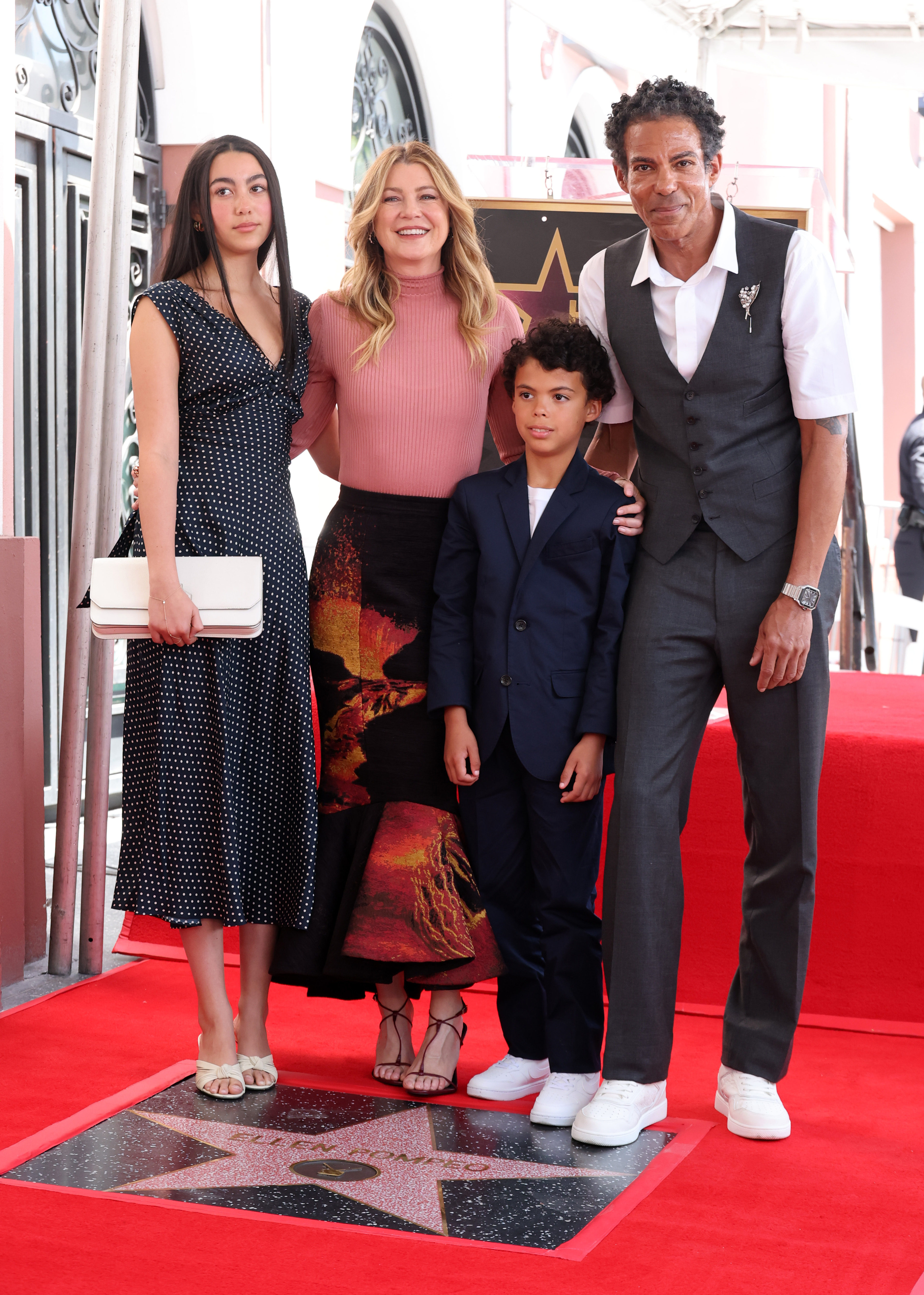 Stella Luna, Ellen Pompeo, Eli, and Chris Ivery attend the ceremony honoring Ellen Pompeo with a Star on the Hollywood Walk of Fame on April 29, 2025 in Hollywood, California | Source: Getty Images