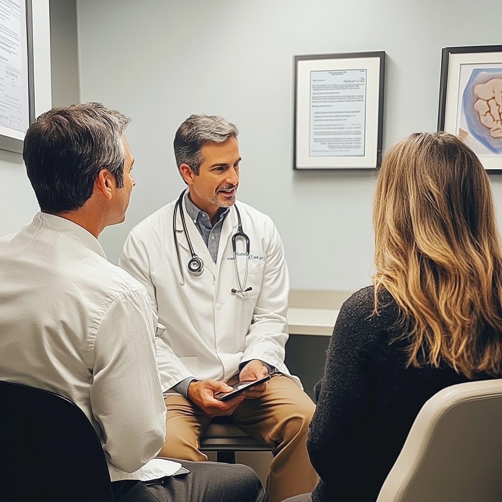 Husband and wife at a doctor's appointment | Source: Midjourney