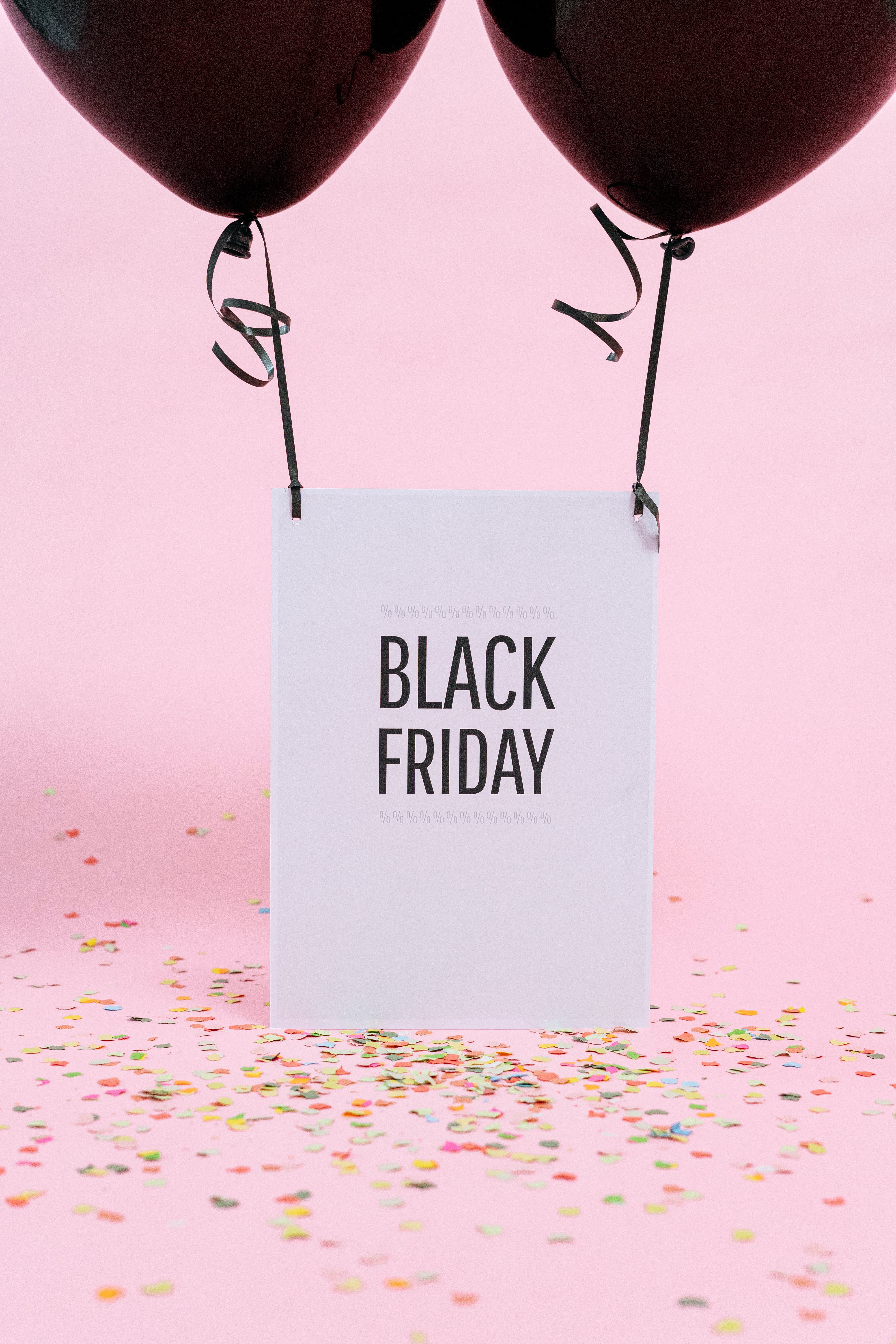 Black Friday poster with black balloons. | Source: Pexels