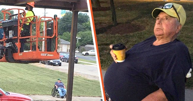 A picture of the elderly man Harold sitting in his wheelchair near the construction site. | Photo: facebook.com/shawn.beveridge.3 