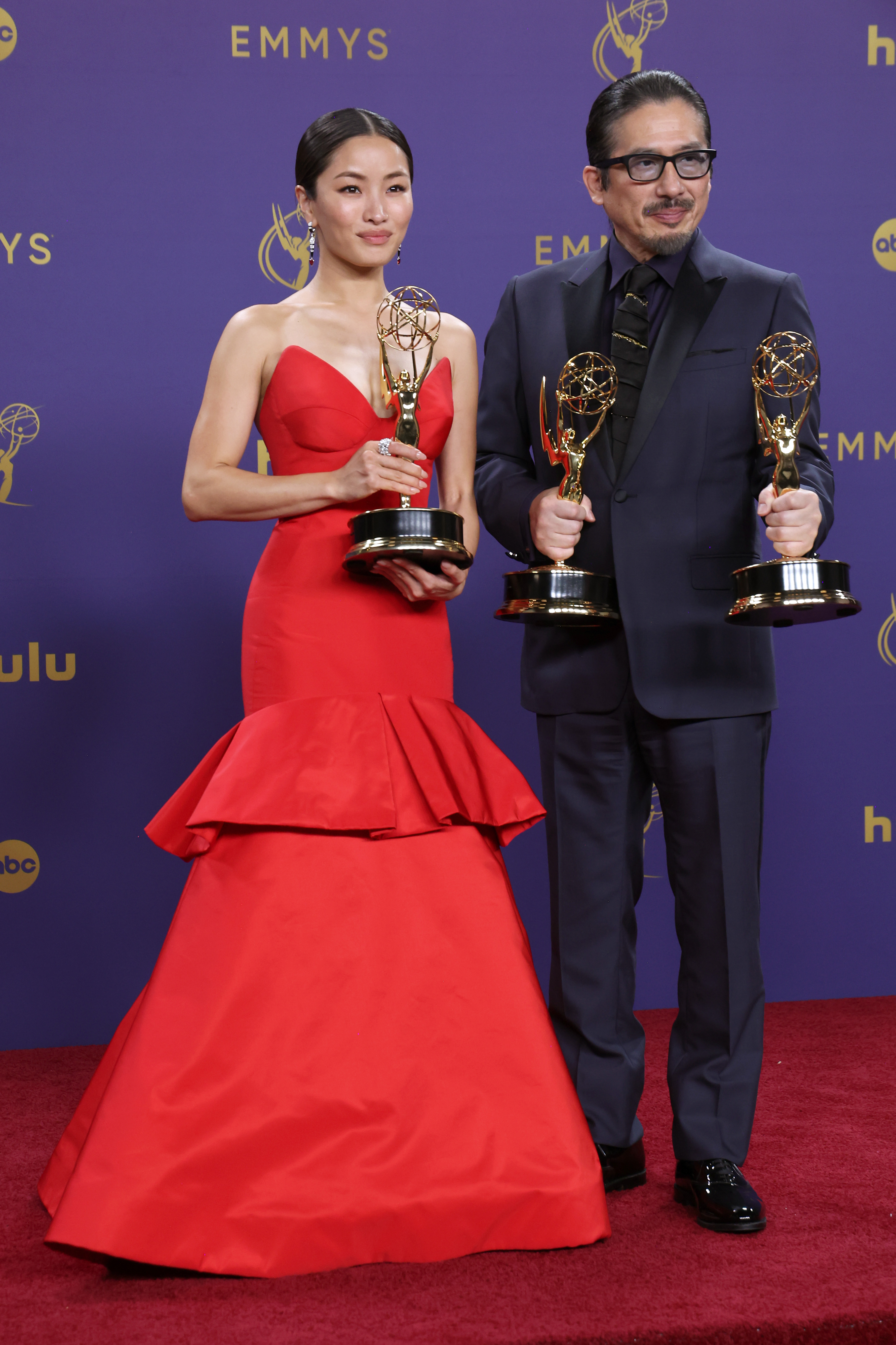 "Shōgun" stars Anna Sawai and Hiroyuki Sanada in the press room during the 76th Primetime Emmy Awards on September 15, 2024, in Los Angeles, California. | Source: Getty Images