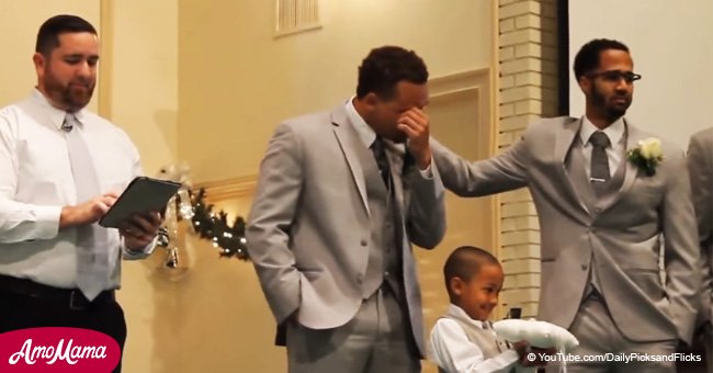 Groom breaks down in tears watching bride walk down the aisle in a dazzling dress