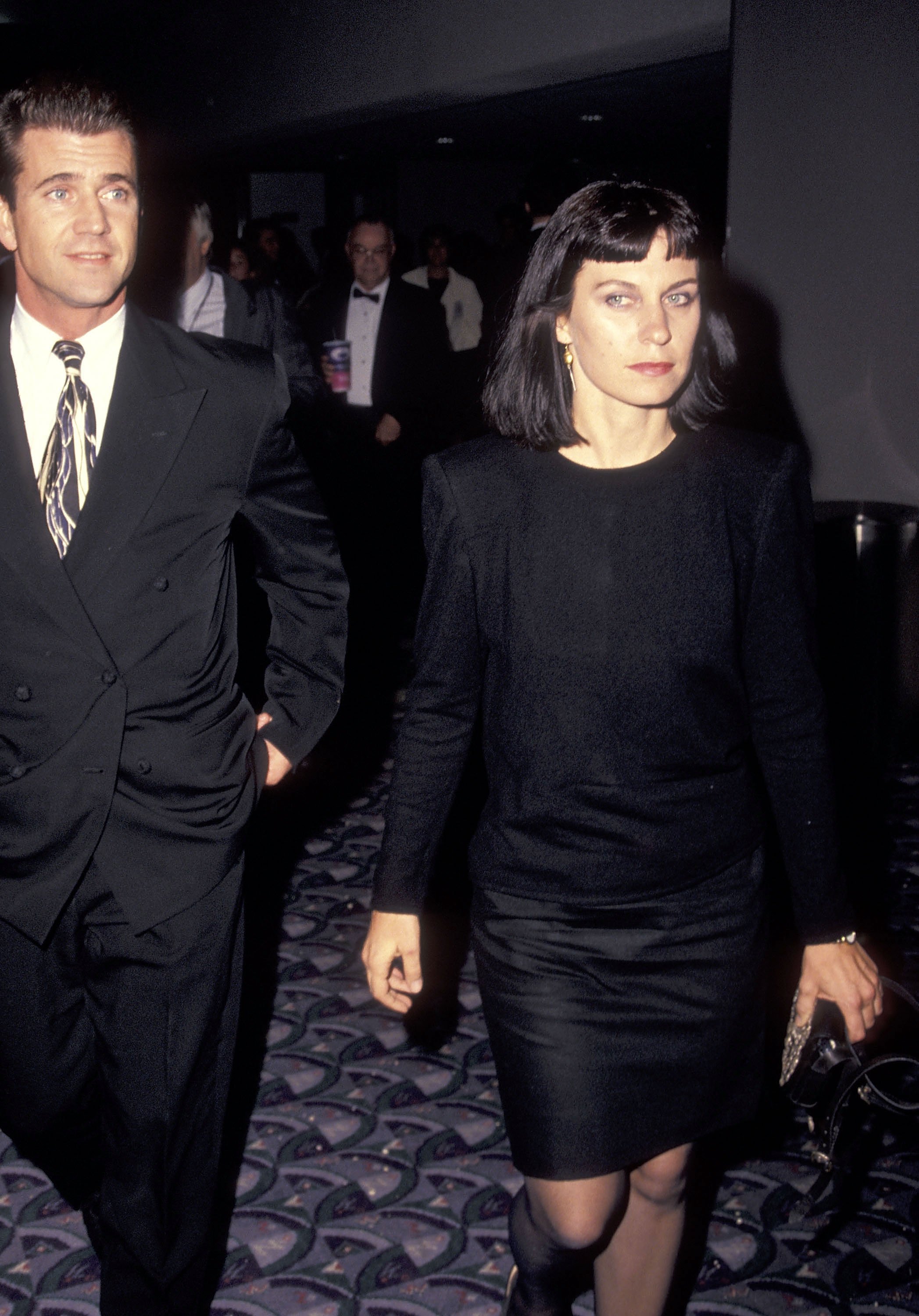 Mel Gibson and Robyn Moore attending the "Dances with Wolves" Century City premiere at Cineplex Odeon Century Plaza Cinemas on November 4, 1990 in Century City, California. / Source: Getty Images