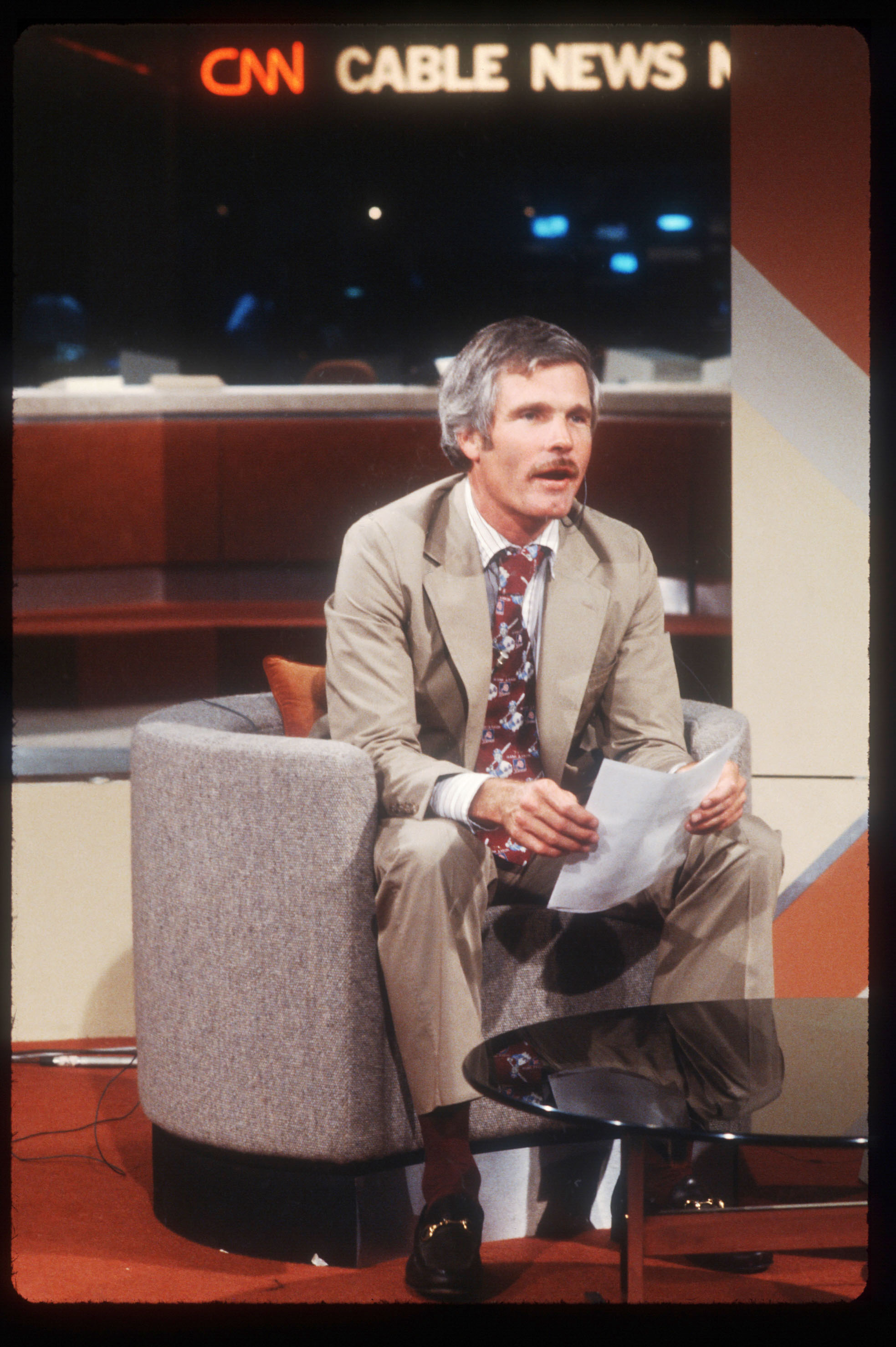Ted Turner is interviewed at the CNN studio in Atlanta, Georgia on June 1, 1980 | Source: Getty Images