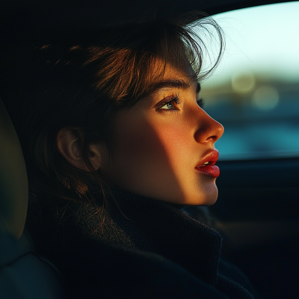 Woman talking outside of her car window | Source: Midjourney