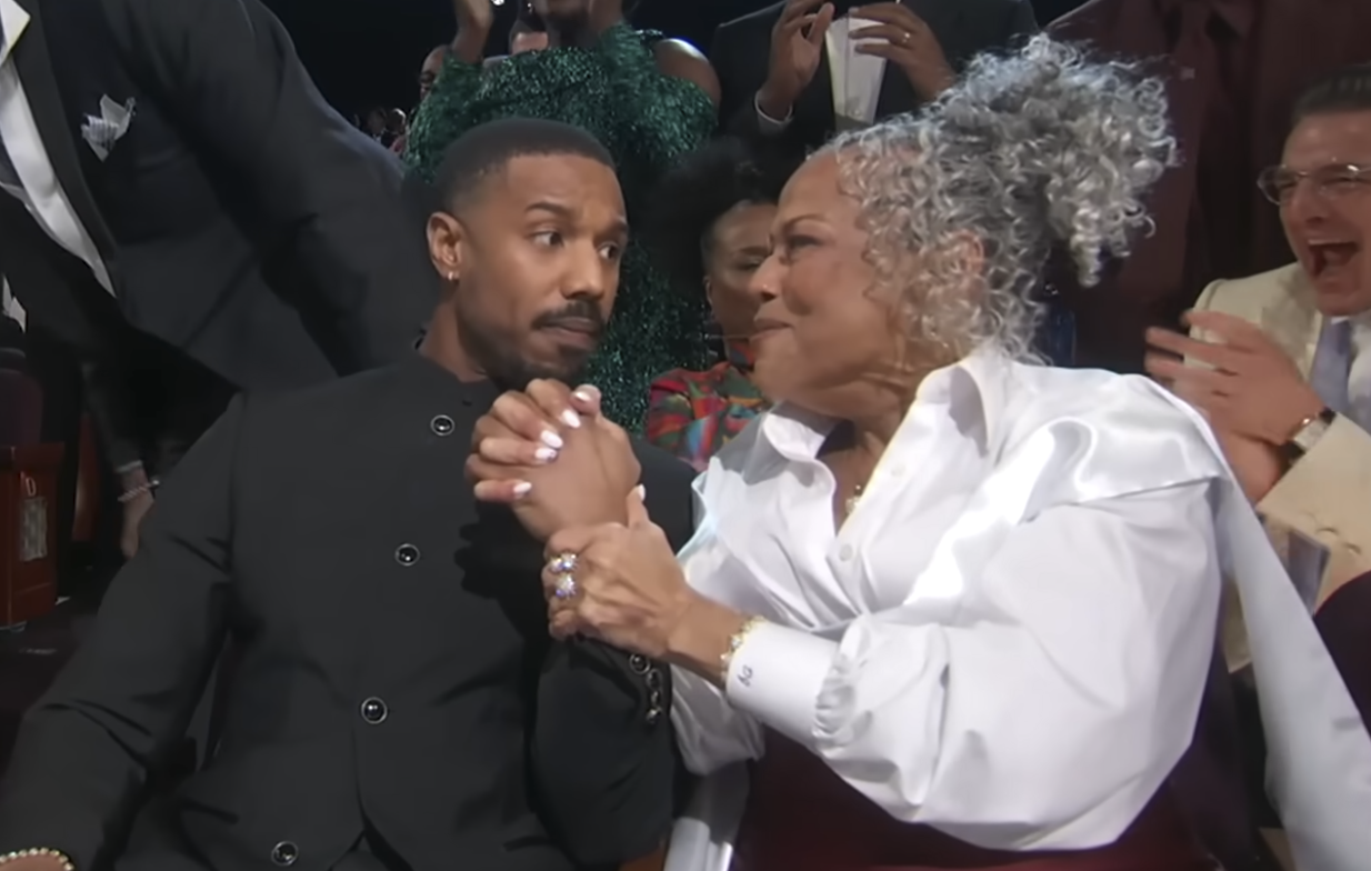 Michael B Jordan and his mother Donna Jordan at the 98th Academy Awards from a video posted on  March 16, 2025 | Source: YouTube/@ABC7
