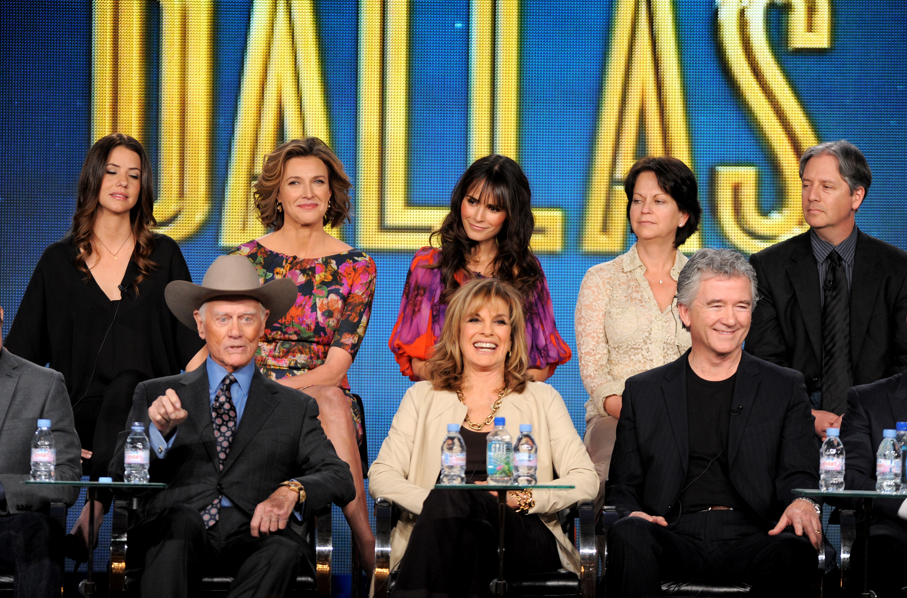 "Dallas" cast speak onstage at the "Dallas" panel during the 2012 Turner TCA at the Langham Hotel on January 14, 2012, in Pasadena, California. | Source: Getty Images