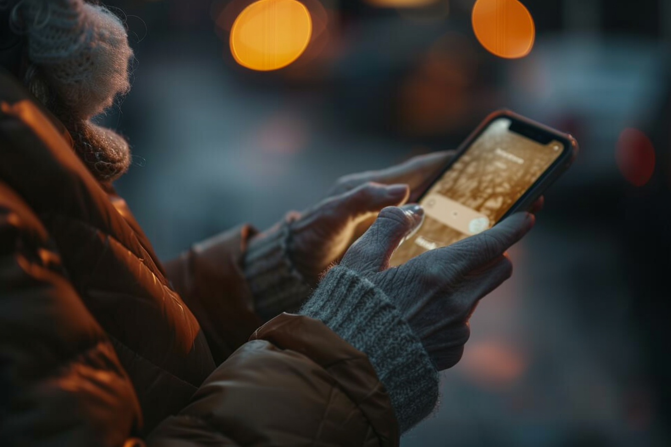 Mature woman holding a smartphone | Source: Midjourney