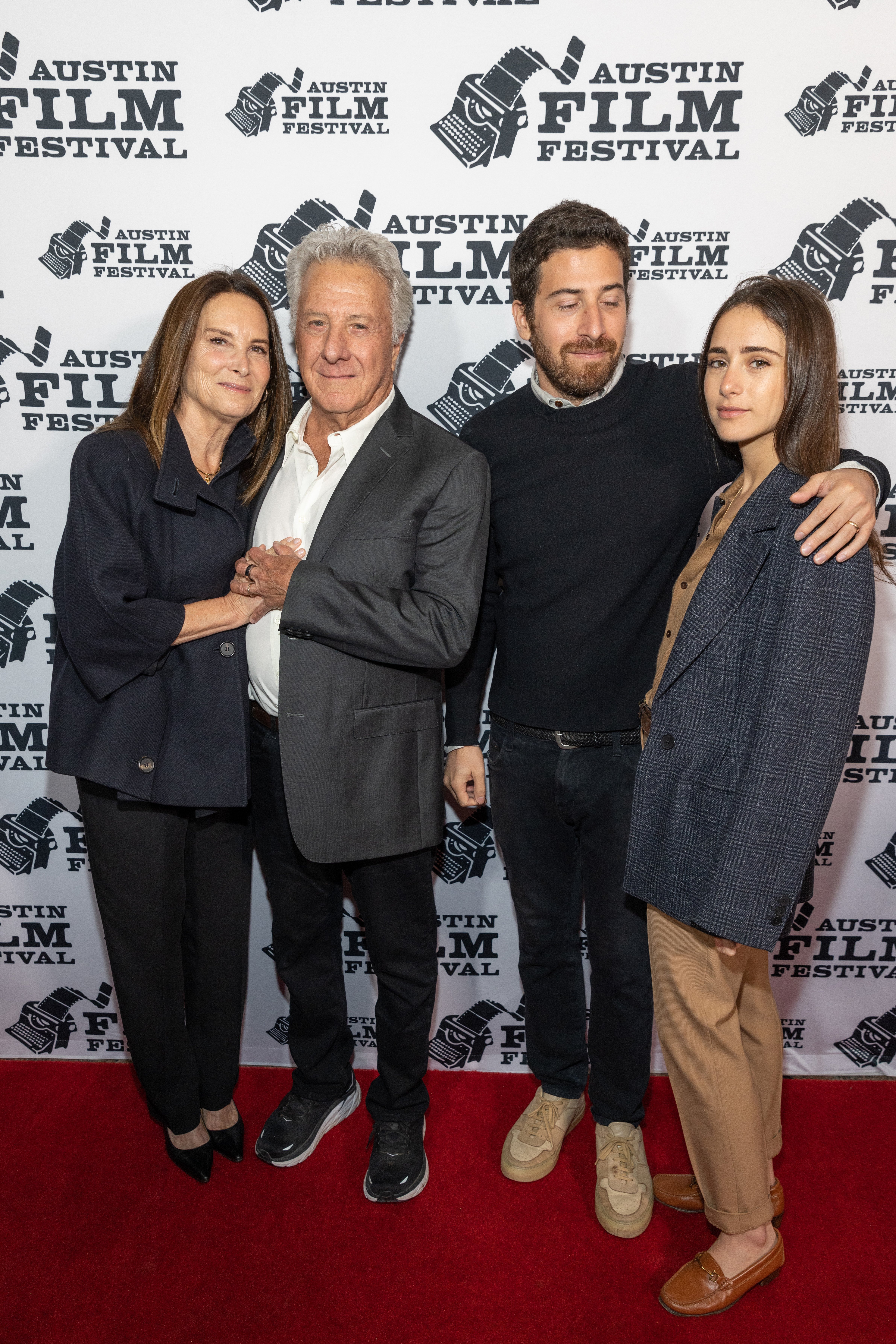 Lisa Hoffman, Dustin Hoffman, Jake Hoffman, and Amit Dishon attend the world premiere of "Sam & Kate" during the 2022 Austin Film Festival at Paramount Theatre on October 28, 2022 in Austin, Texas | Source: Getty Images