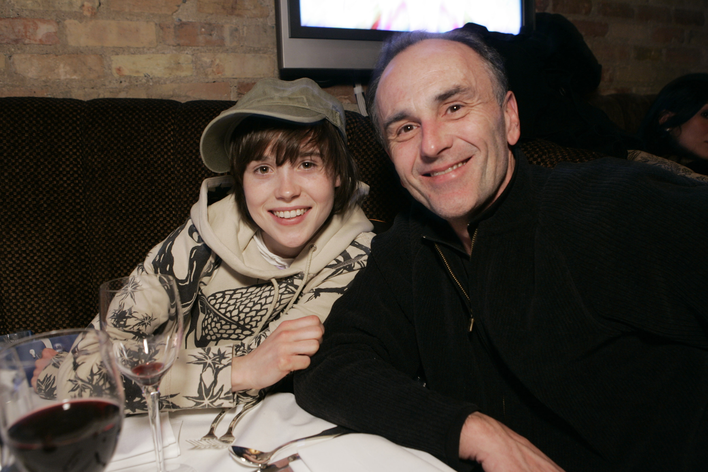 Elliot Page and his father Dennis Page at the ICM Cocktails and Dinner Party on January 24, 2005. | Source: Getty Images