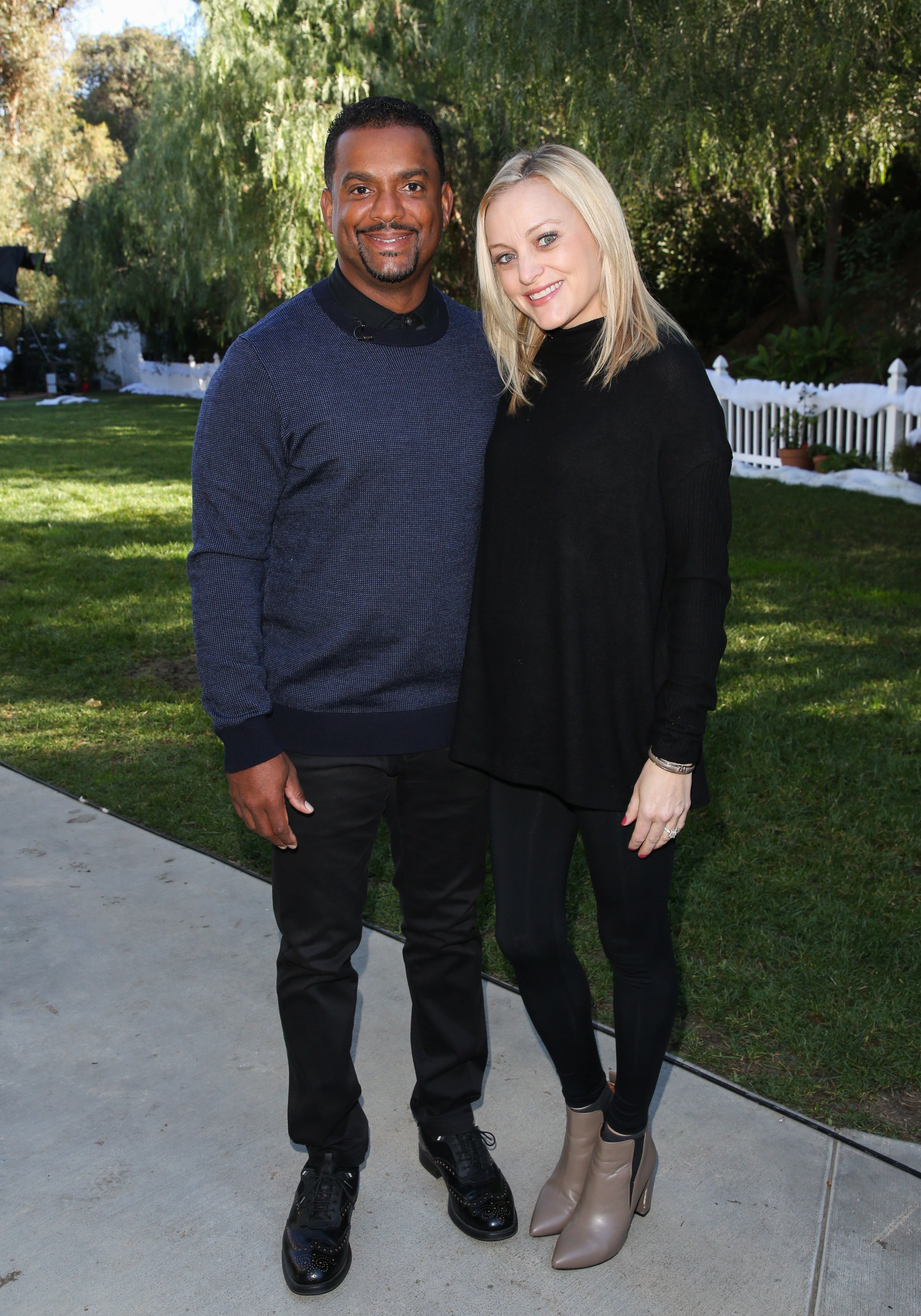 Alfonso Ribeiro and his Wife Angela Unkrich (R) visit "Home & Family" of Hallmark at Universal Studios Hollywood on December 15, 2018, in Universal City, California. | Source: Getty Images