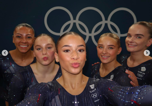 Ruby Evans posing for a picture with her Great Britain (GB) Gymnastics team, posted on July 28, 2024 | Source: Instagram/rubygrace89