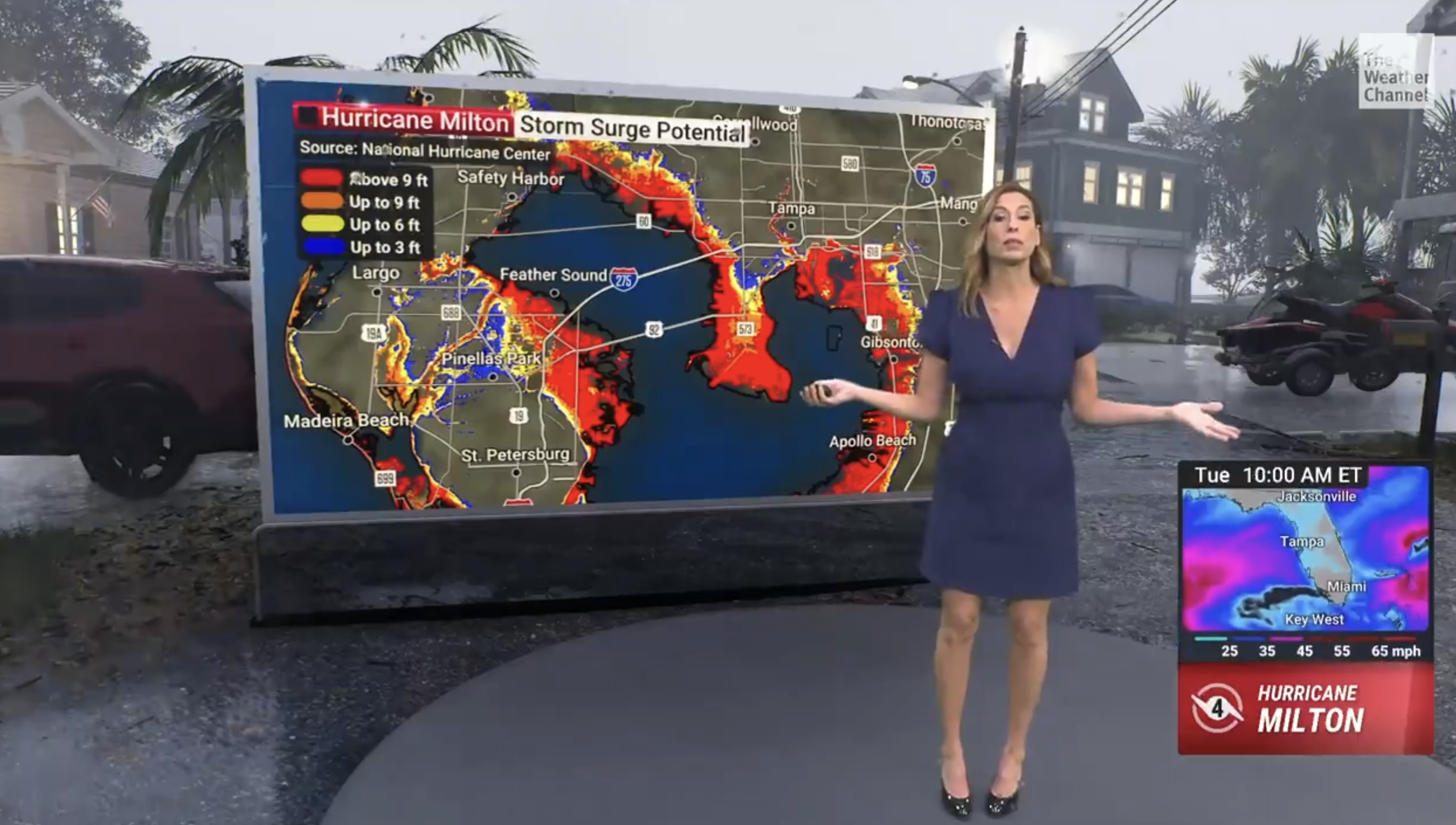 Stephanie Abrams giving a closer look at the potential impact Hurricane Milton would have in Florida | Source: X/weatherchannel