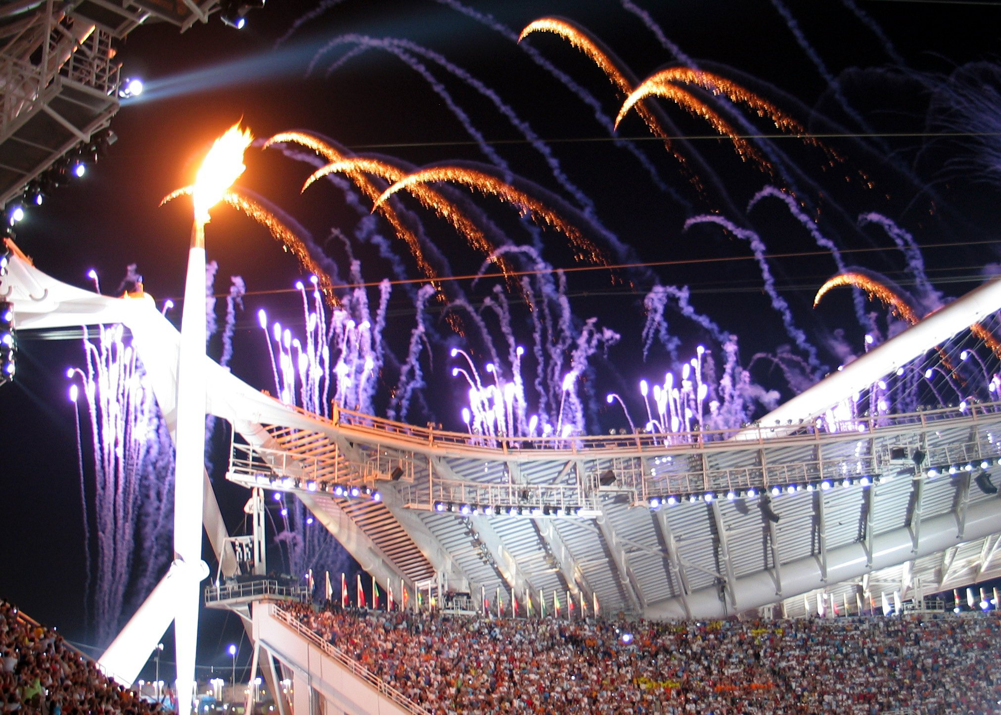 Olympic flame at 2004 opening ceremony in Athens. Greece | Source: Wikimedia Commons