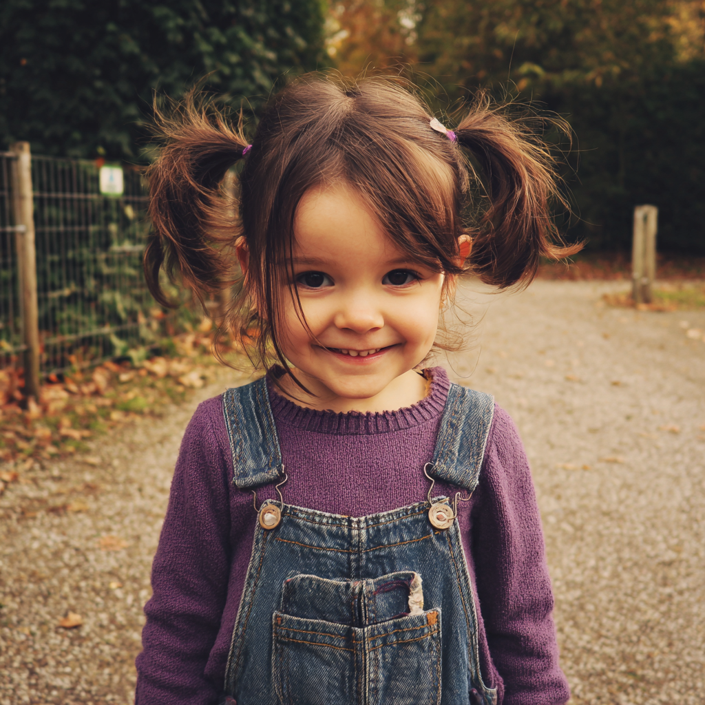 A little girl in denim dungarees | Source: Midjourney
