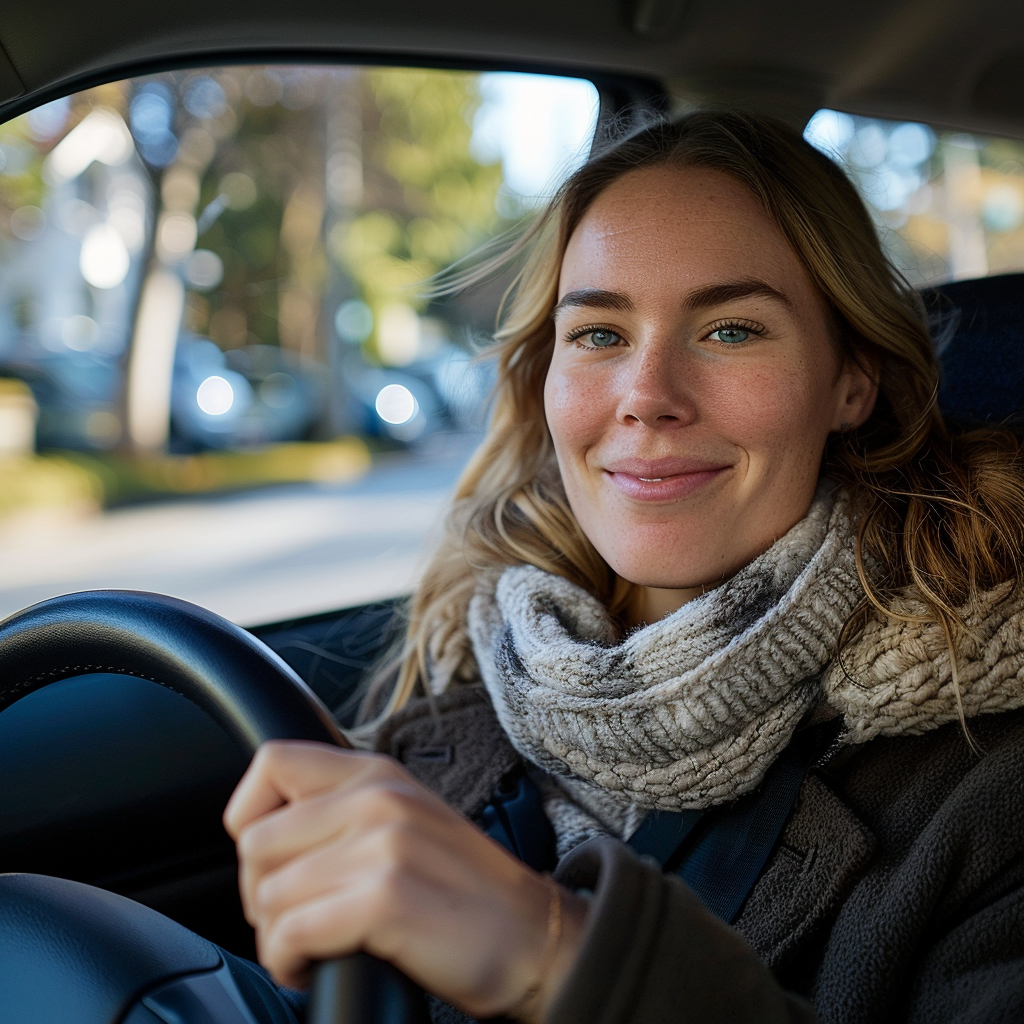 A woman driving a car | Source: Midjourney