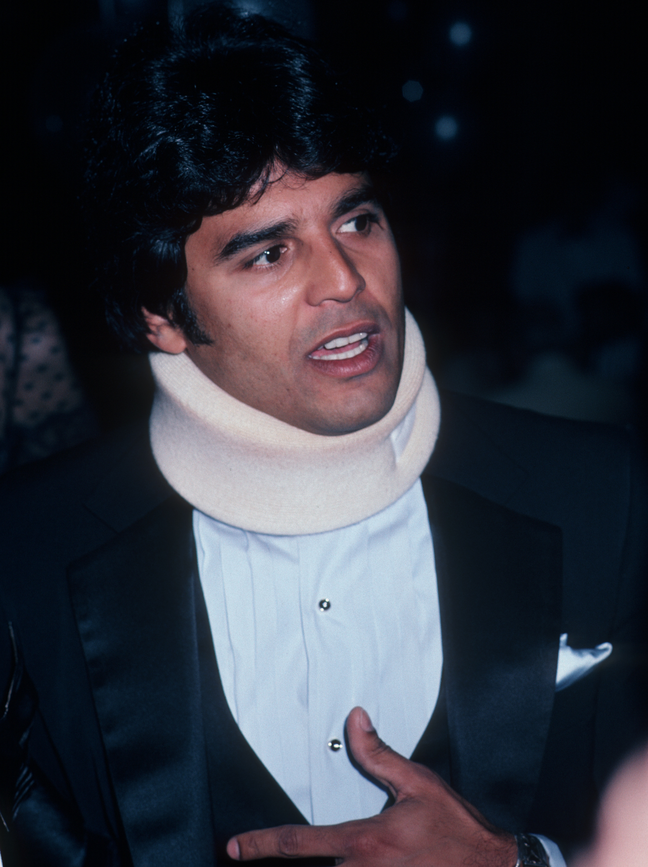 The actor, wearing a neck brace, attends a ball on March 27, 1981, in New York City. | Source: Getty Images