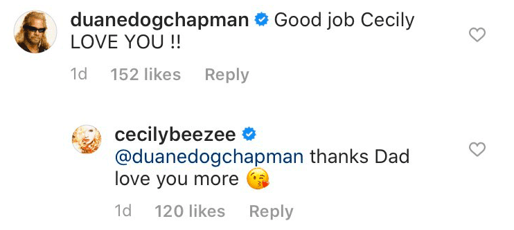 Duane Chapman comments on Cecily's instagram post | Photo: Instagram/ cecilybreezee