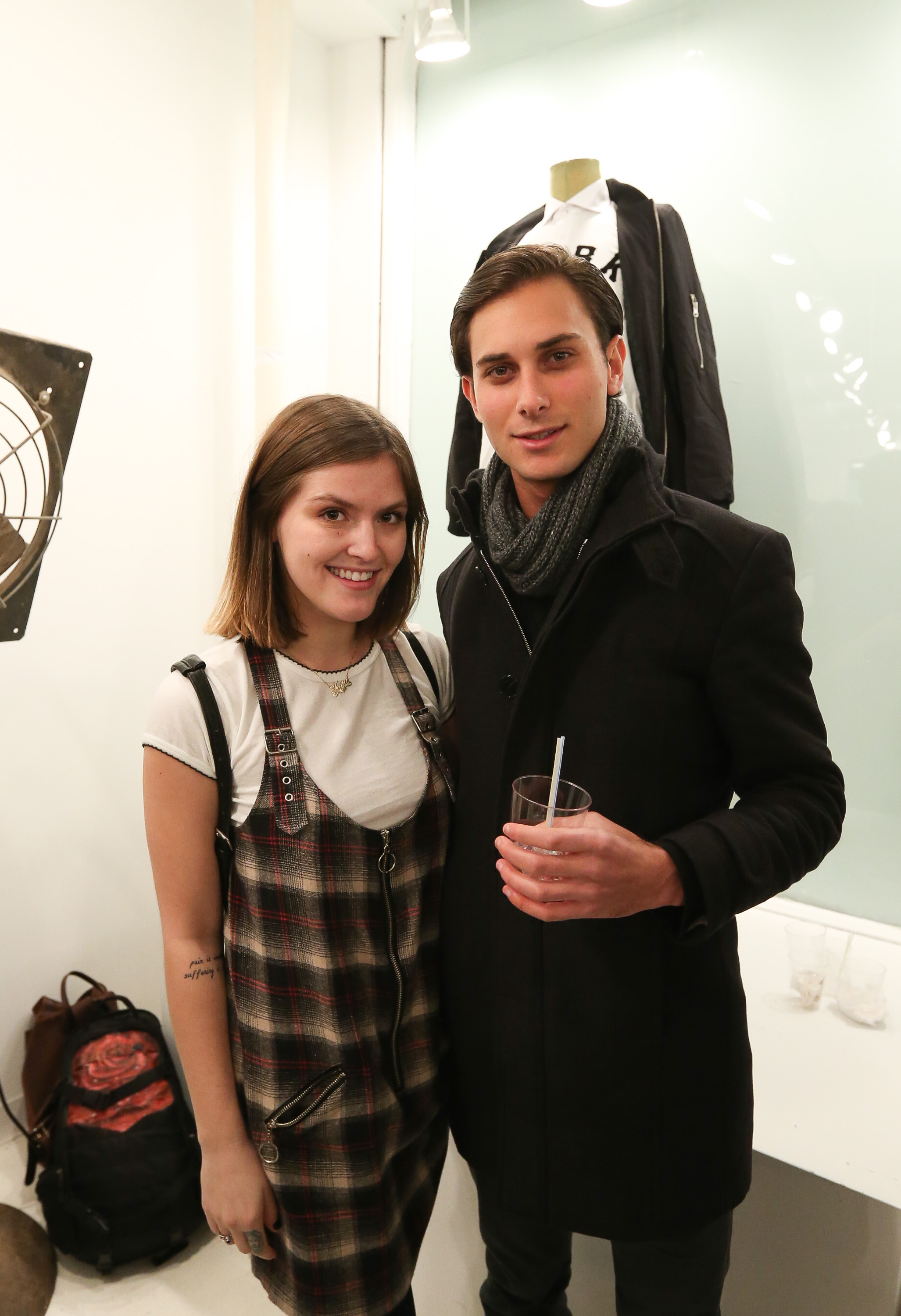 Tessa Gourin (L) and a guest attend the launch party for Original Defend Brand Defend Brooklyn Flagship Store on February 10, 2016 in New York City | Source: Getty Images
