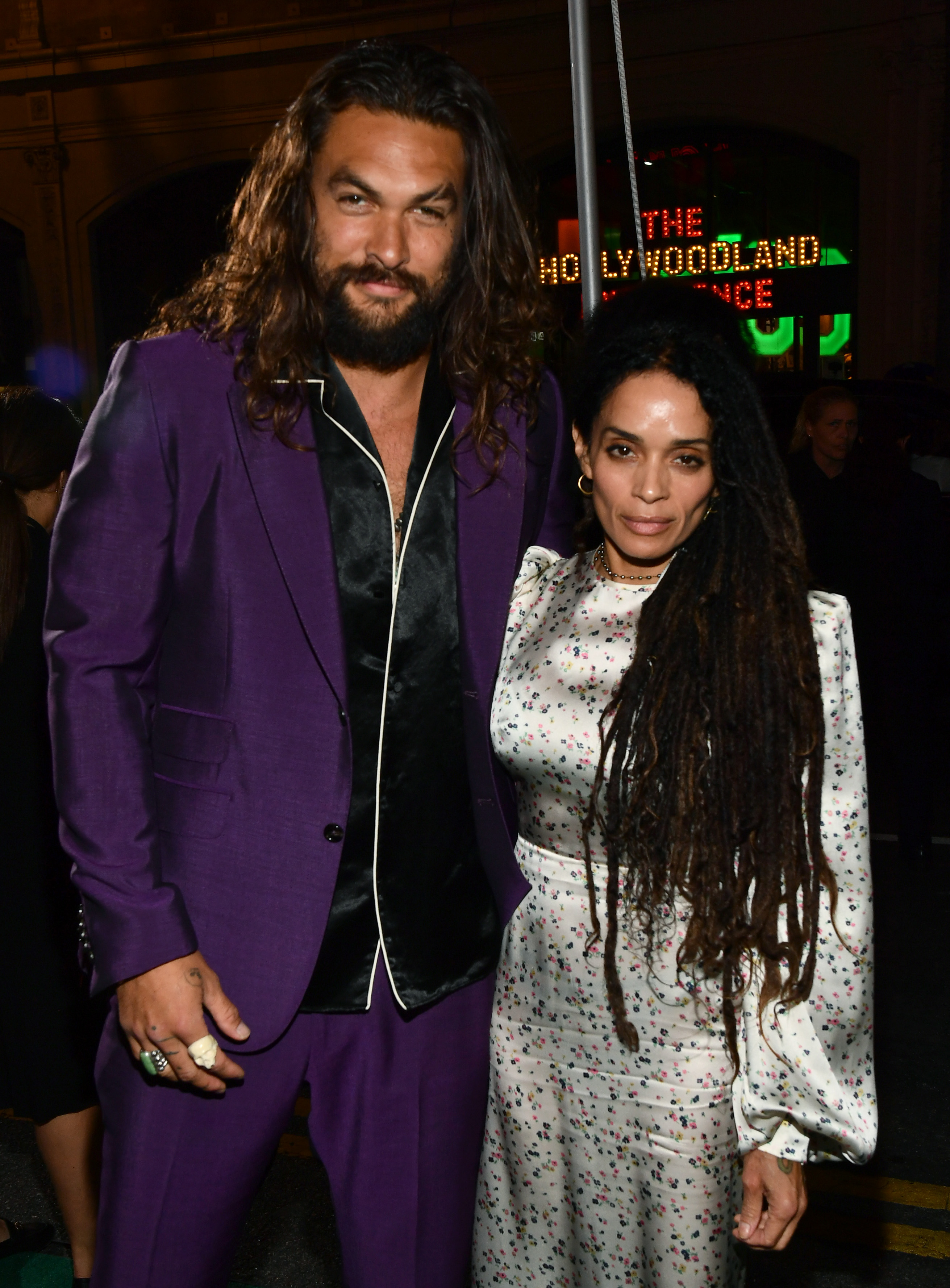 Jason Momoa and Lisa Bonet at the movie premiere of 