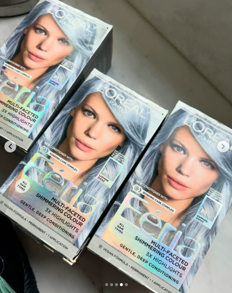 L’Oréal Paris hair dye products used to dye Megan Fox's hair blue posted on April 2, 2024 | Source: Instagram/dimitrishair