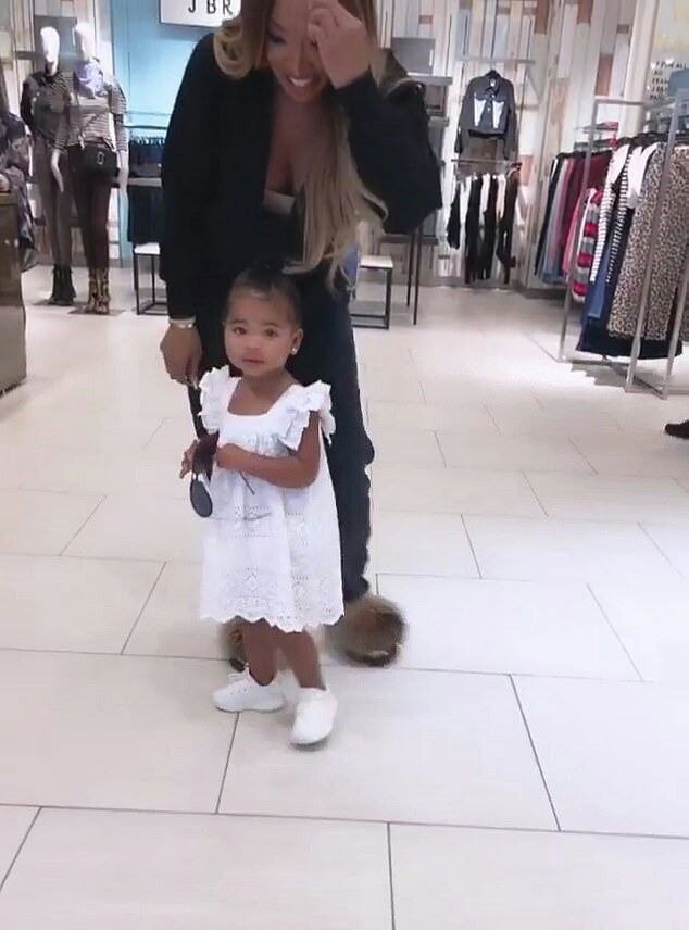 Little True and Malika Haqq at Khloe Kardashian's "Good American" store. | Source: Instagram/khloekardashian
