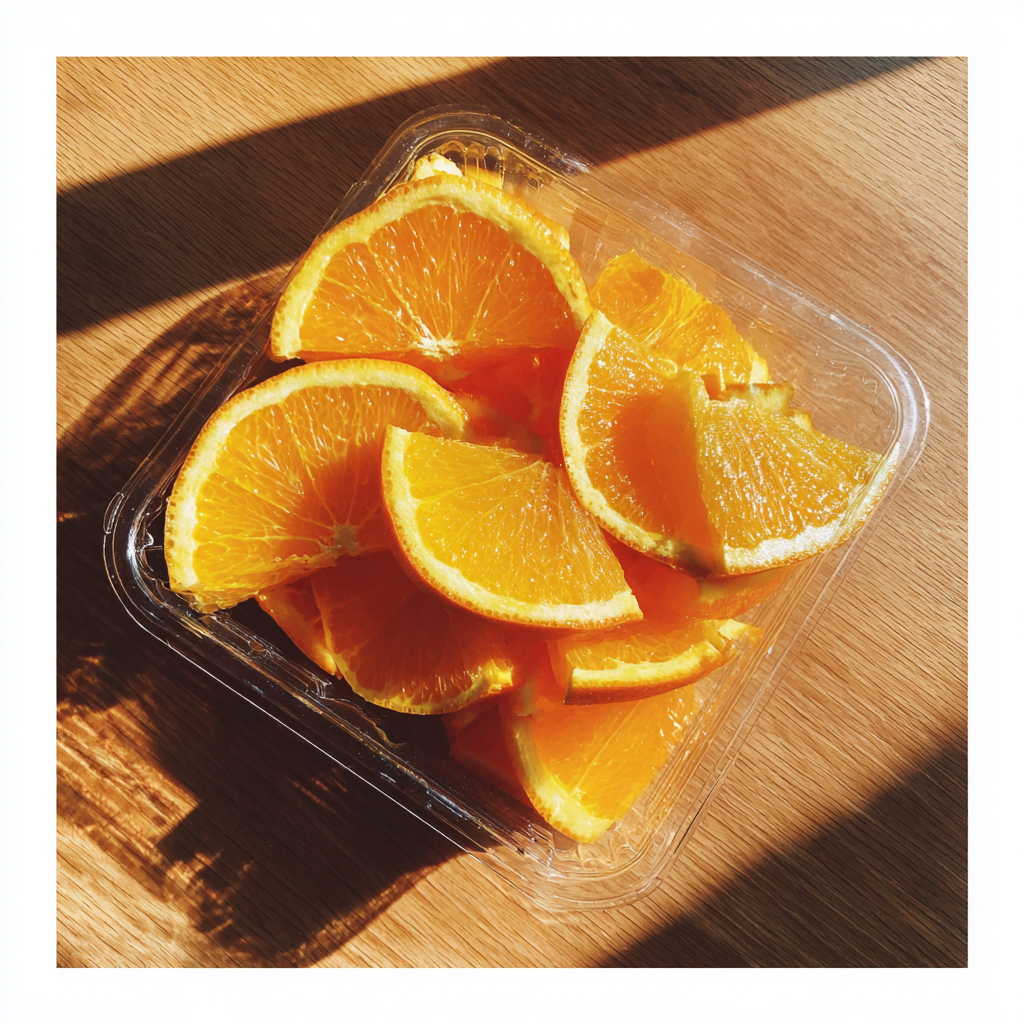 A container of orange slices | Source: Midjourney