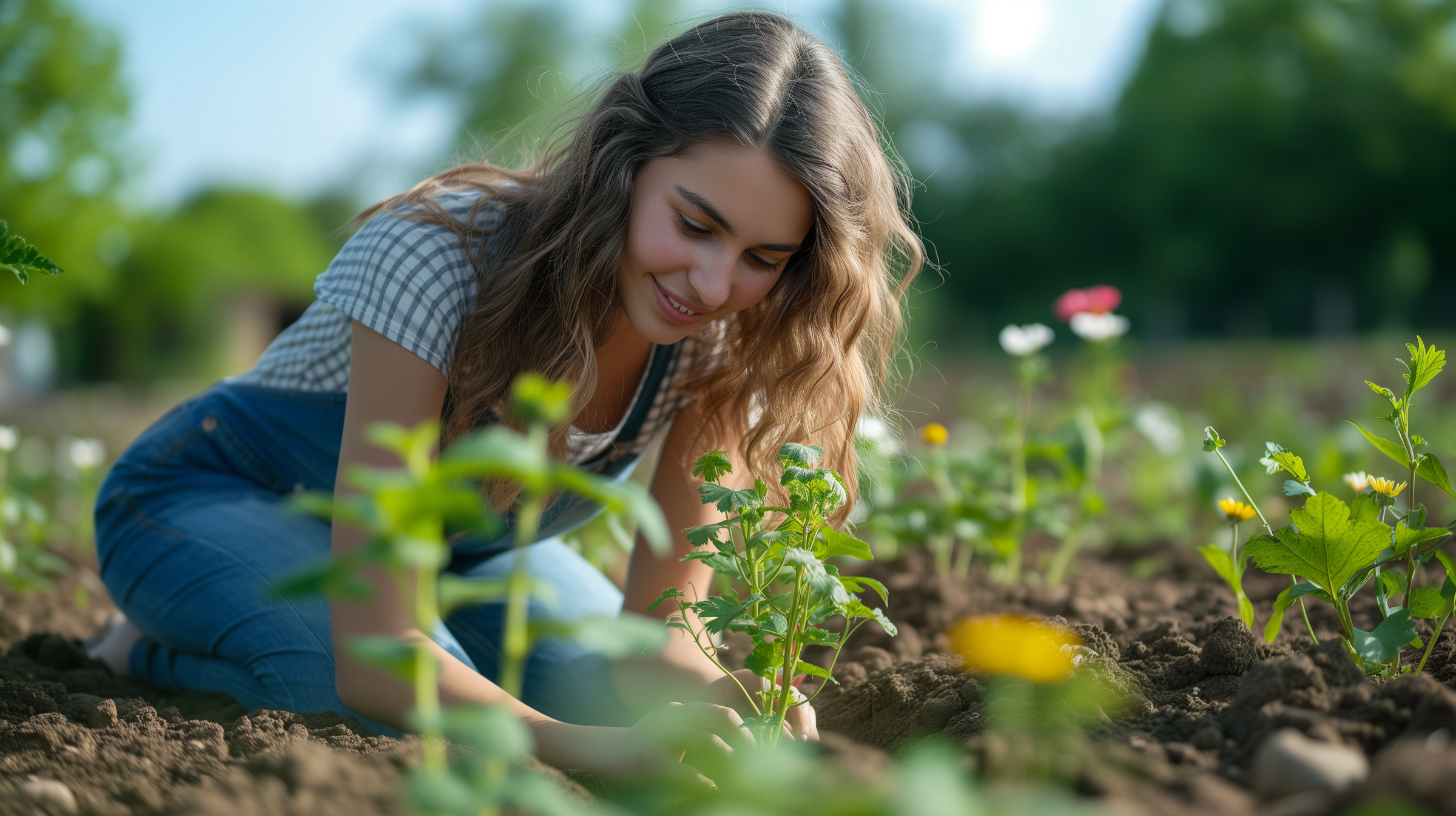 A young woman planting | Source: Midjourney