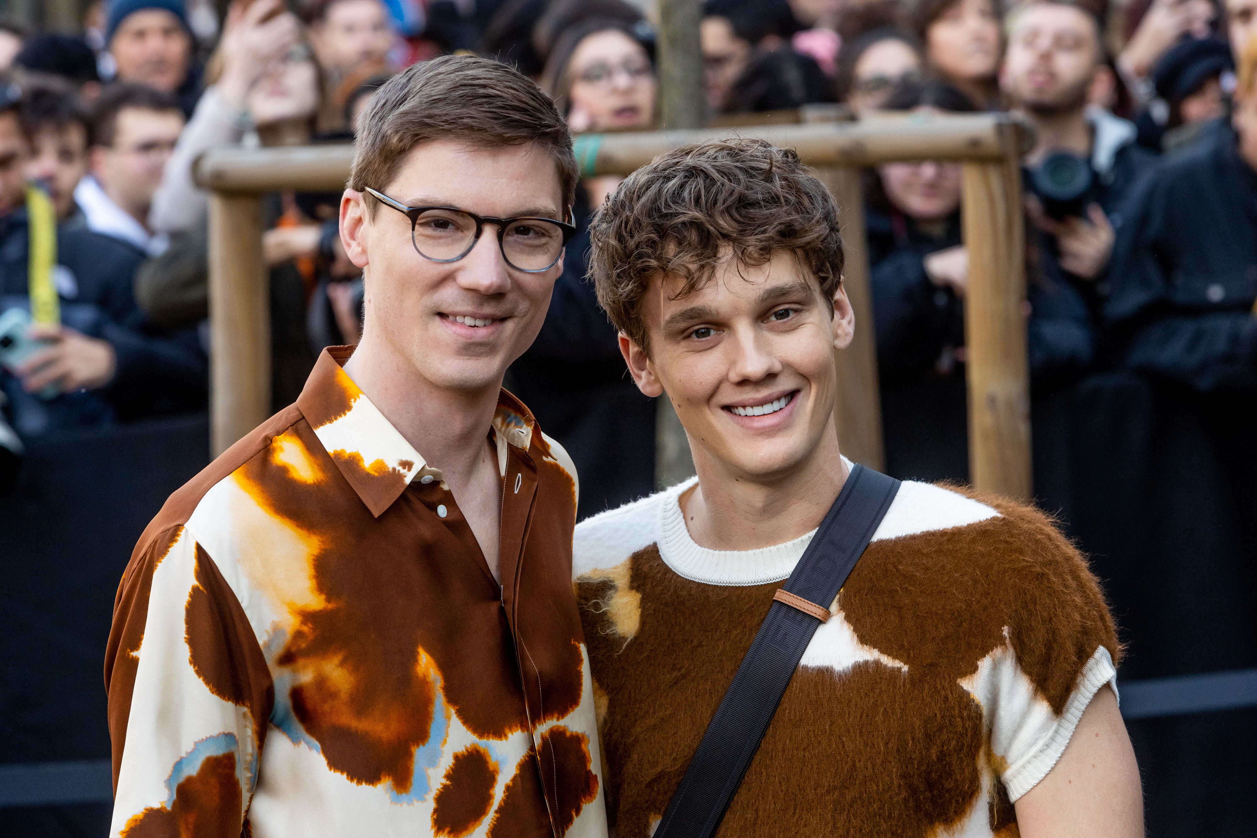 Hunter Doohan and Fielder Jewett seen at the Fendi show during the Milan Fashion Week Menswear Fall/Winter 2023/2024 in Milan on January 14, 2023 | Source: Getty Images