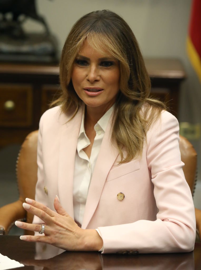 First lady Melania Trump speks during a roundtable discussion on the administration's efforts to combat the opioid epidemic, in the Roosevelt Room at the White House | Photo: Getty Images