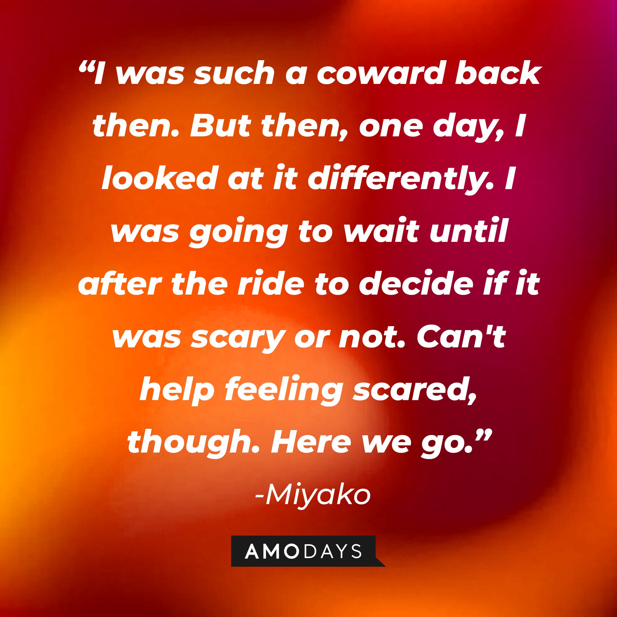 Miyoko’s quote: "I was such a coward back then. But then, one day, I looked at it differently. I was going to wait until after the ride to decide if it was scary or not. Can't help feeling scared, though. Here we go.” | Image: AmoDays   