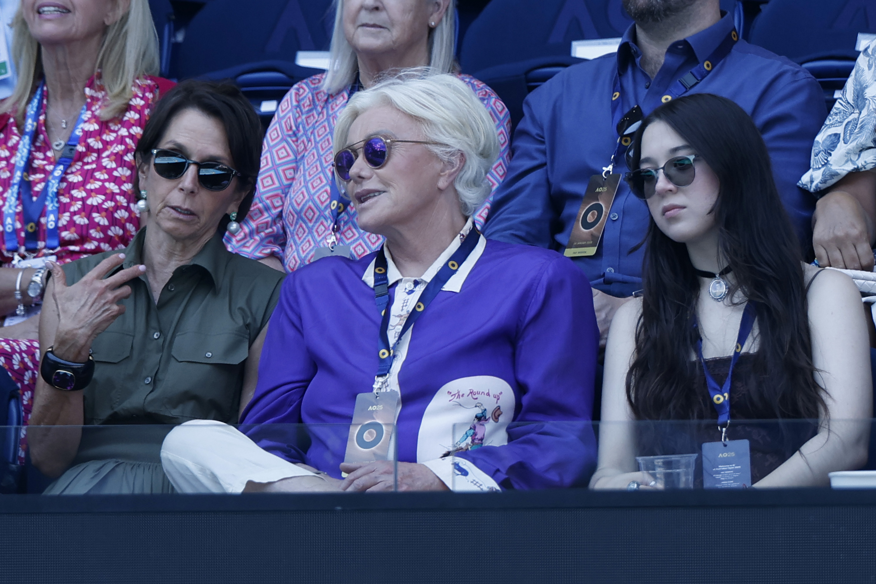 Deborra-Lee Furness and her daughter Ava Eliot Jackman are seated among the attendees during day three of the 2025 Australian Open at Melbourne Park on January 14, 2025, in Melbourne, Australia | Source: Getty Images