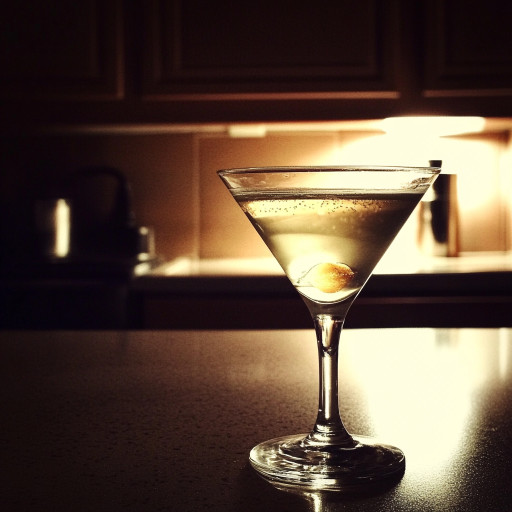 A martini on a counter | Source: Midjourney