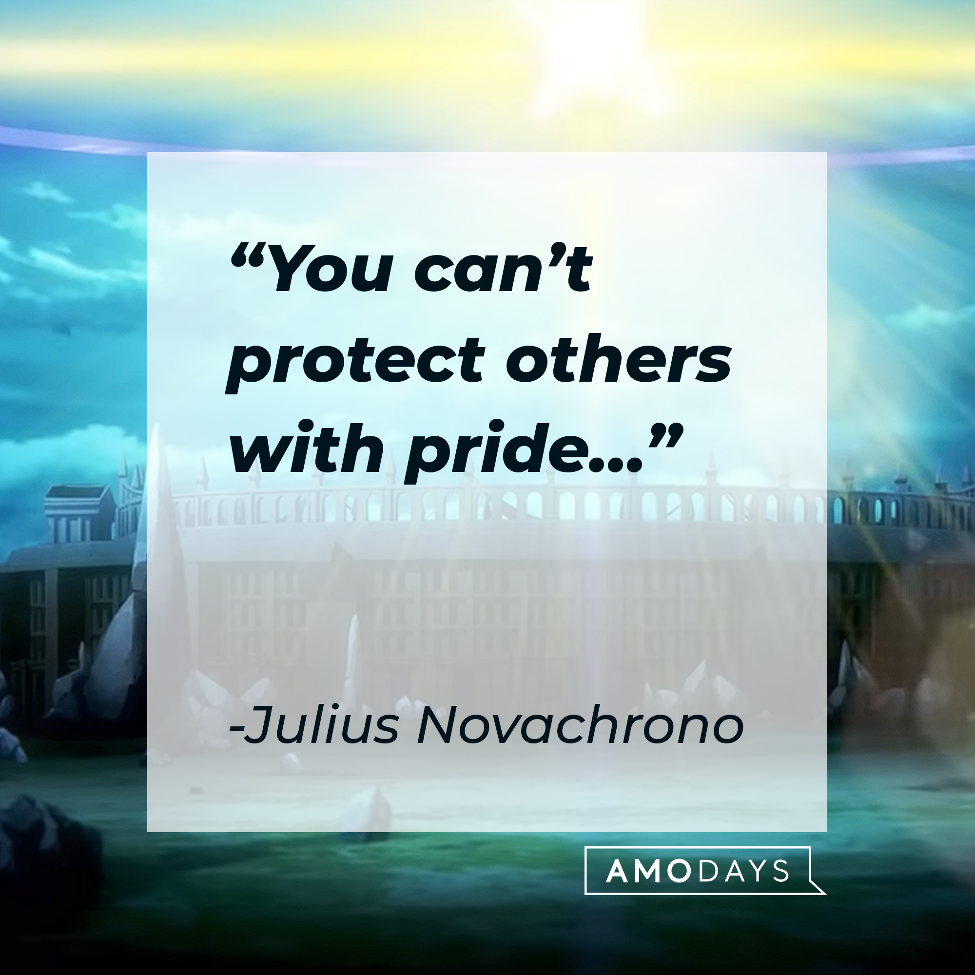 An image of the show "Black Clover" with his quote: “You can’t protect others with pride…” | Source: youtube/netflixanime